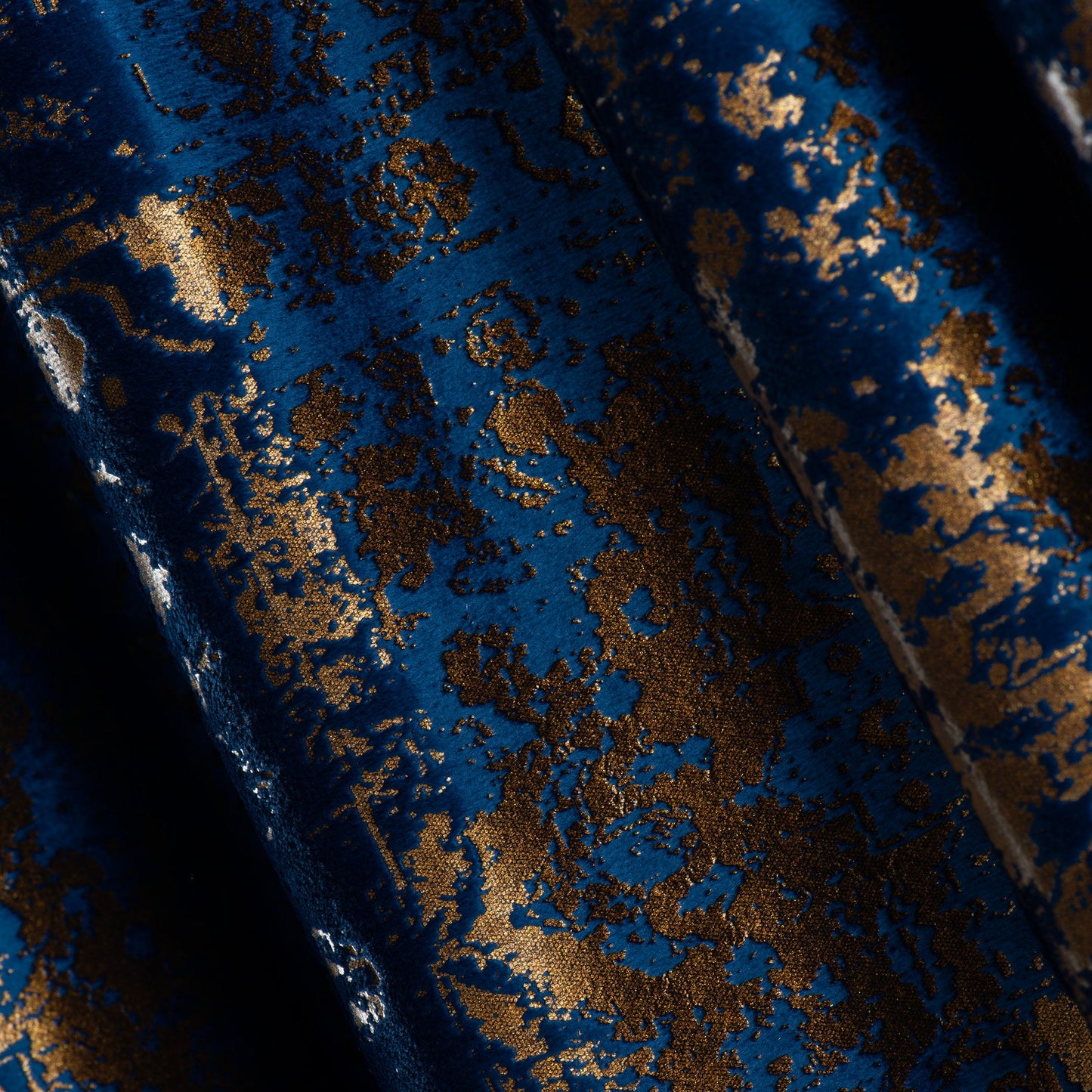 Blue and Gold French Pleated Velvet Curtains, Luxury Velvet Drapes For All Rooms, Livingroom Velvet Curtains, Custom Sizes Pinch Pleat Drape