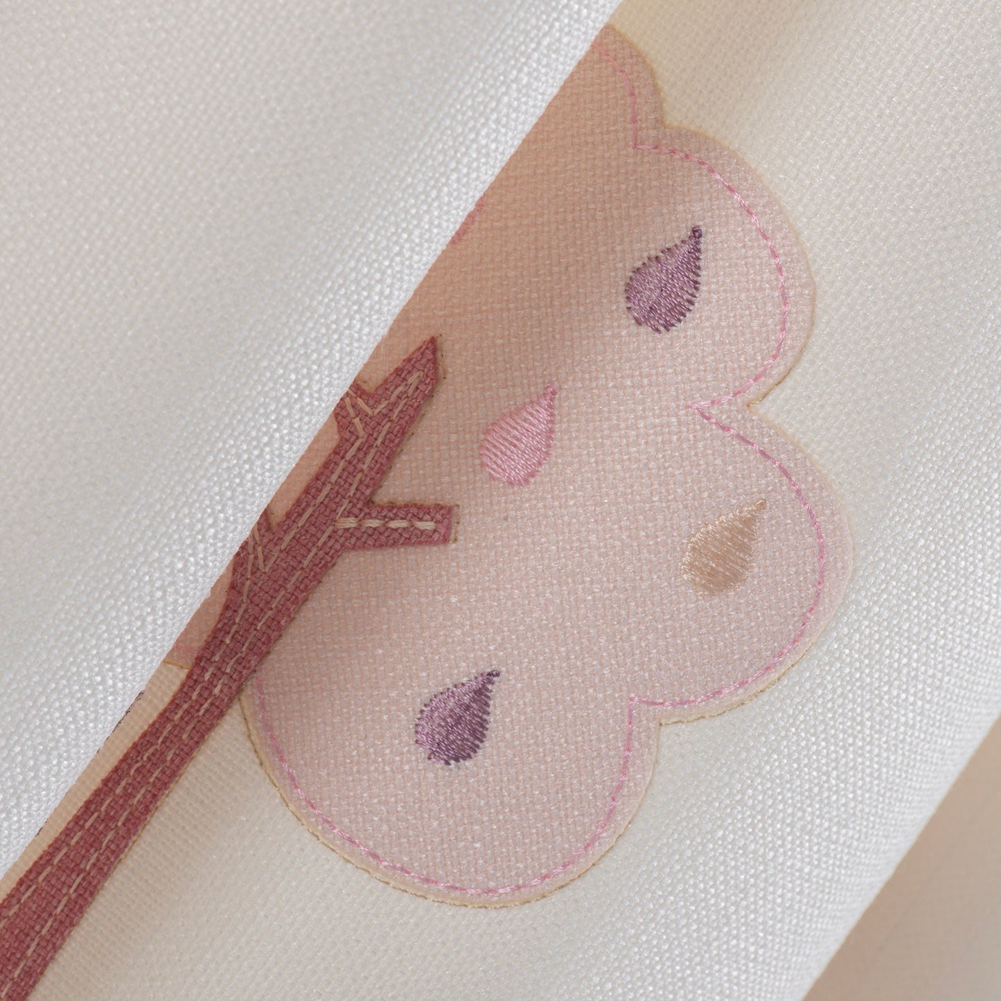 Pink Kids Room Linen Curtain, Woodland Embroidered Certified Curtain, Anti Allergenic Nursery Curtains, Blue and Pink Curtains For Kids