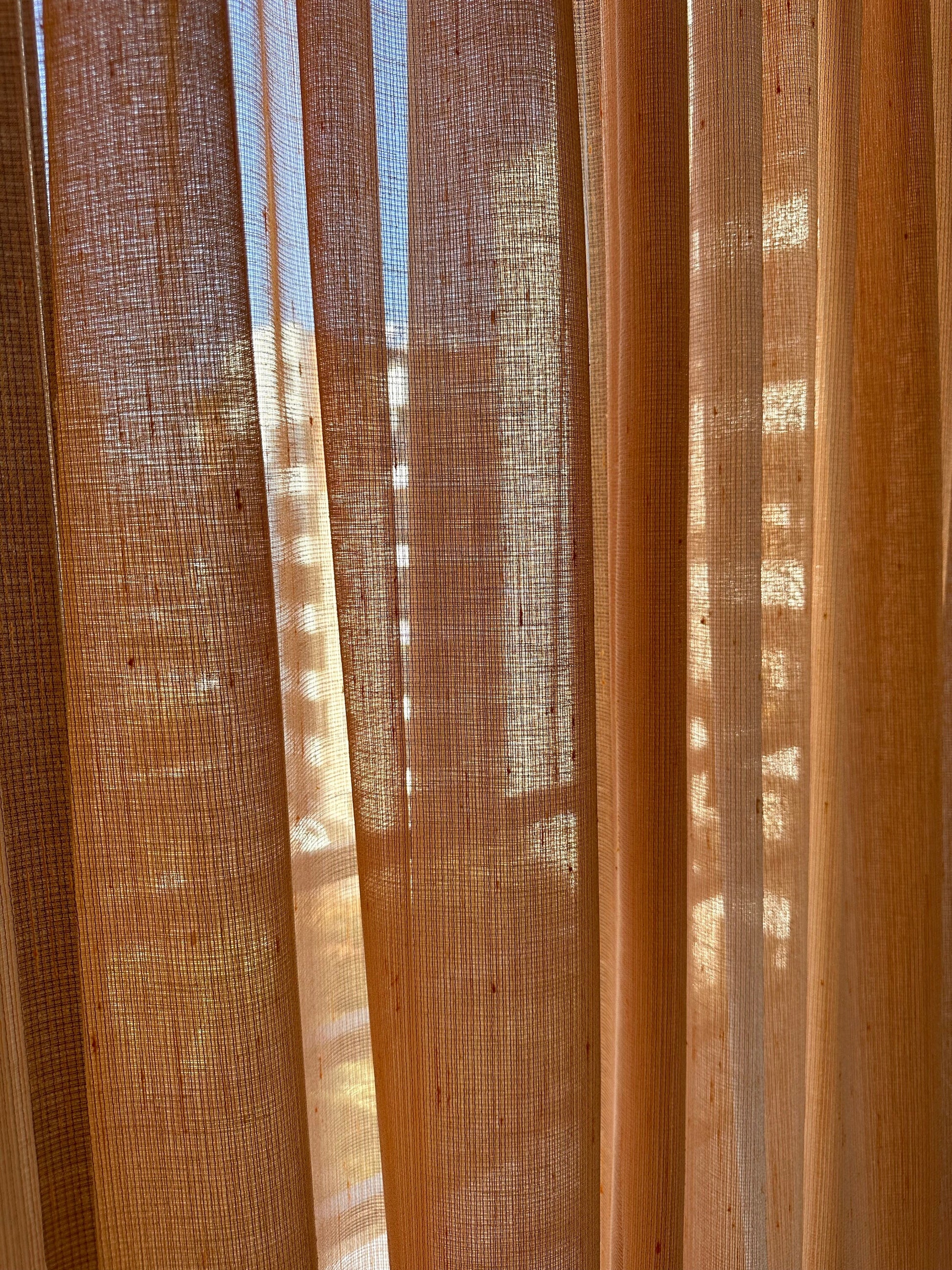 Pinch Pleated Custom Luxury Orange Sheer Curtain For Living Room.