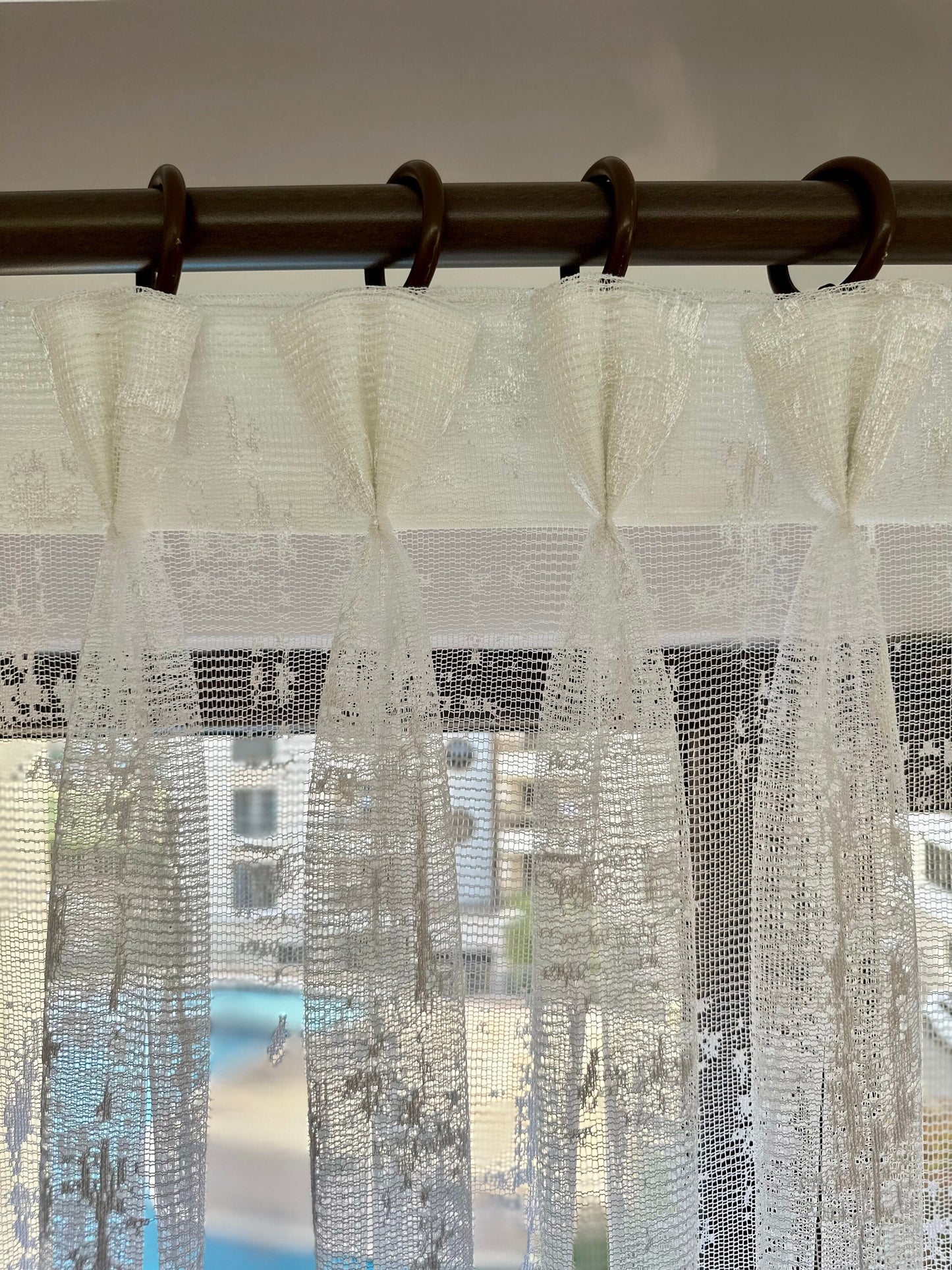 Butterfly Pleated Embroidered White Linen Sheer Curtains.