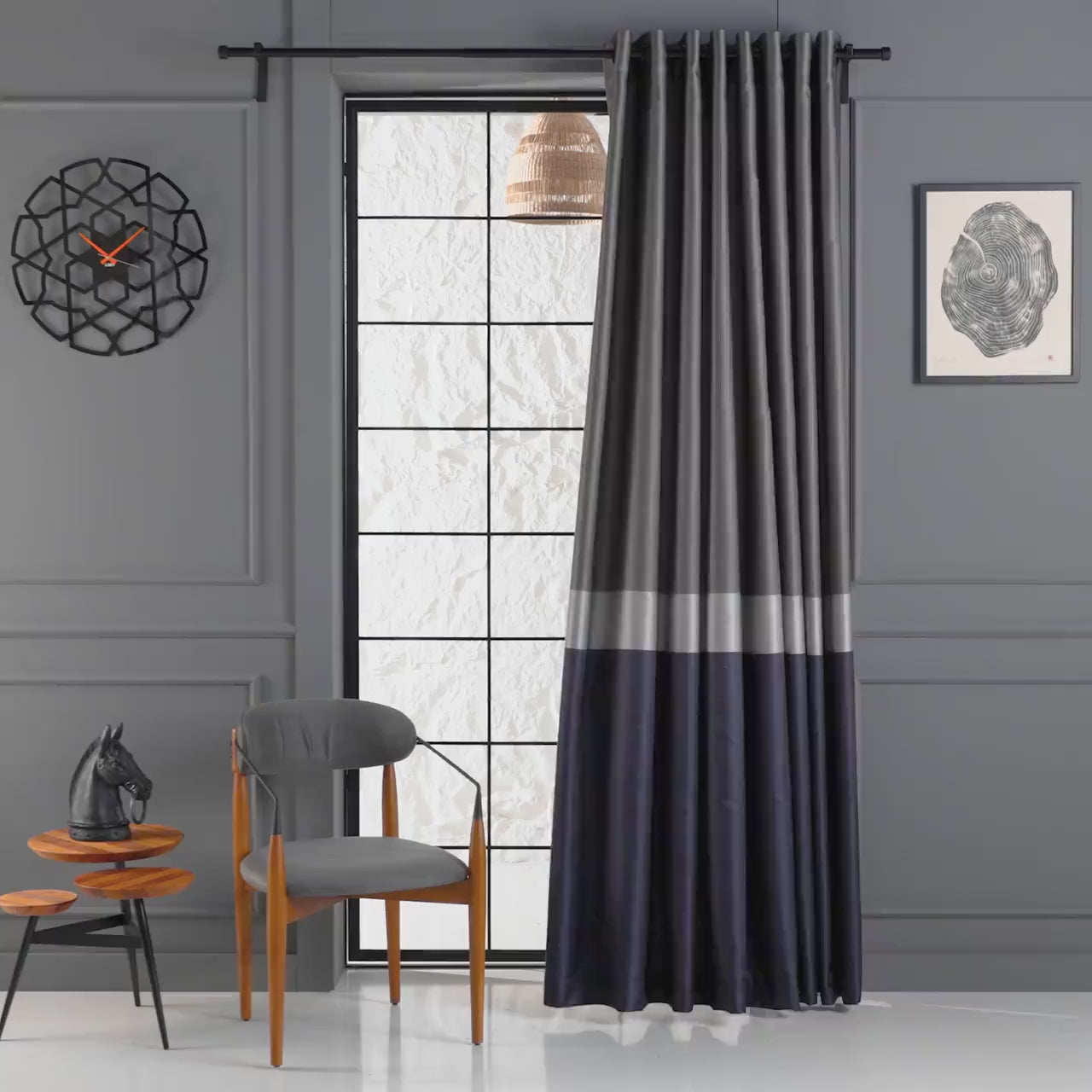 Color Block Curtains For Living Room, 3 Color Curtain For All Room, Striped Curtains