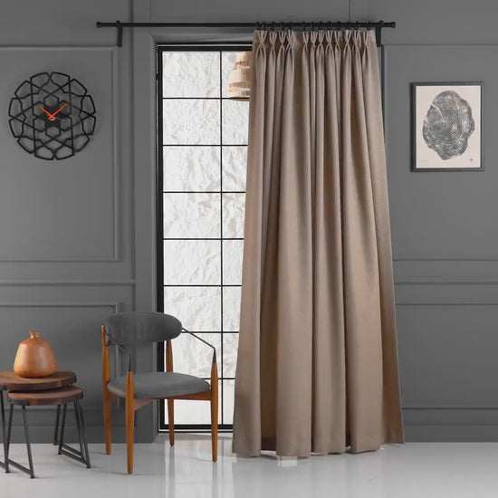 Custom Triple French Pleated Herringbone Linen Curtains, 19 Colors, Free Express Shipping.