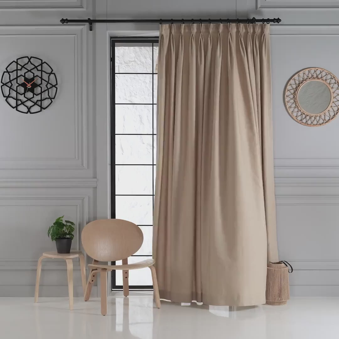 Triple French Pleated  Custom Linen Curtain,  31 Color Options, Free Express Shipping. Pleated Curtains