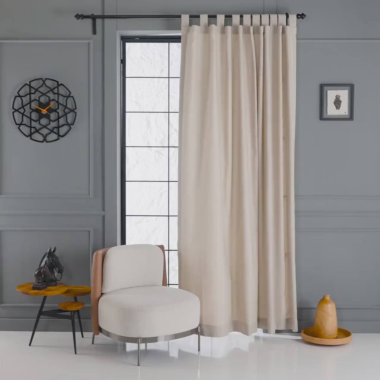 Blackout Tab Top Linen Curtain, 31 Color Options