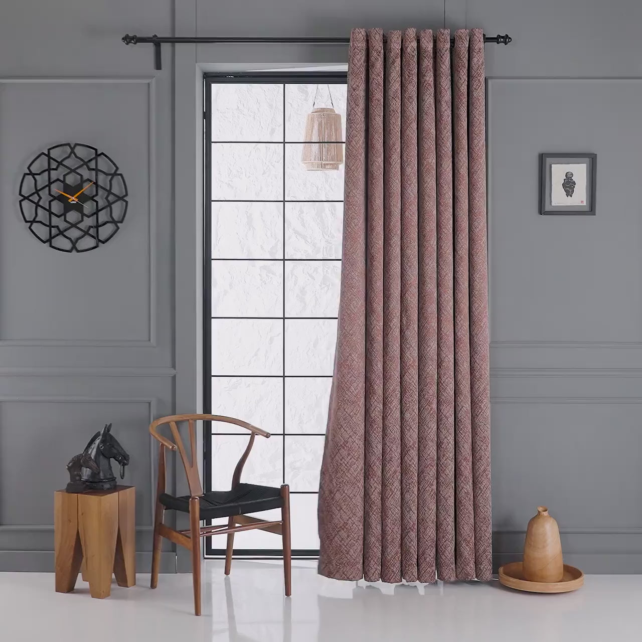 Jacquard Thermal Cotton Curtains for Bedroom and Living Room, Customizable in 12 Colors, Luxury Window Curtains, Art Deco Curtains