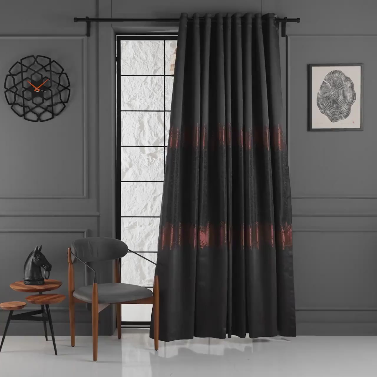 Modern Black and Red Color Block Curtain, Red and Black Combination Curtain For All Rooms, Luxury Drapes.