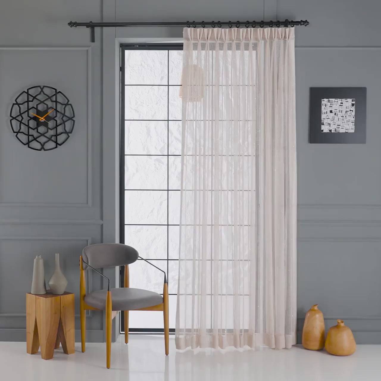 French Pleat Sheer Curtain, 6 Color Option, Living Room Linen Curtain, Adjustable Luxury Linen.