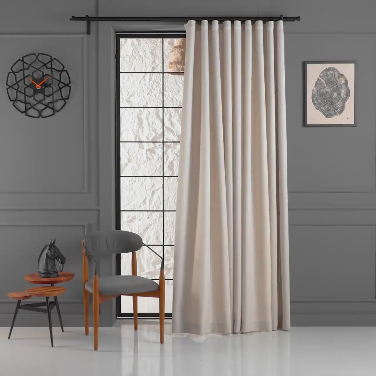 Custom Backtab Cream Herringbone Linen Curtains, 19 Colors, Free Express Shipping.