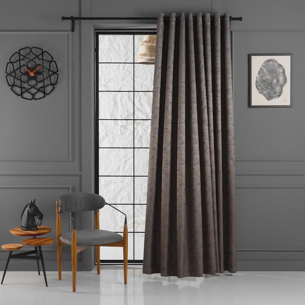 Custom Made Brown Based 3 Colored Curtains, 11 Color Option, Grommet Curtains For Livingroom and Bedroom.