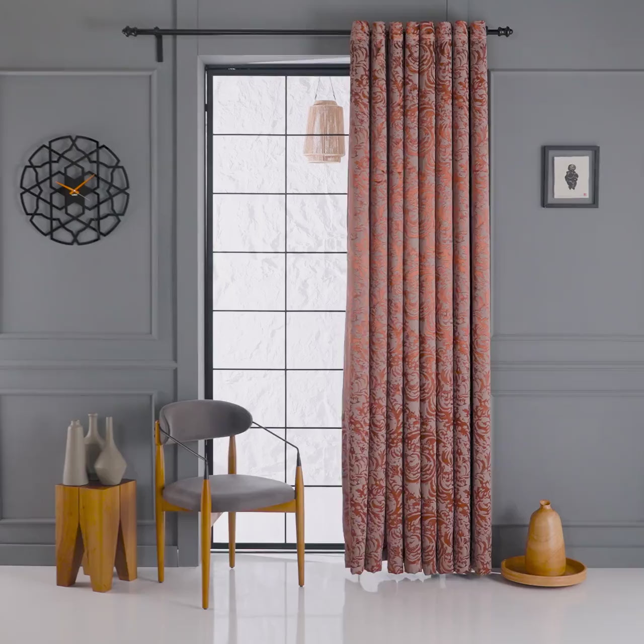 Jacquard Geometric Patterns, Curtain for Bedroom and Livingroom, 12 Color Options, Rod Pocket Curtains, Pleated Custom Curtain Panels.