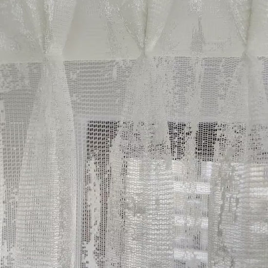 Butterfly Pleated Embroidered White Linen Sheer Curtains.