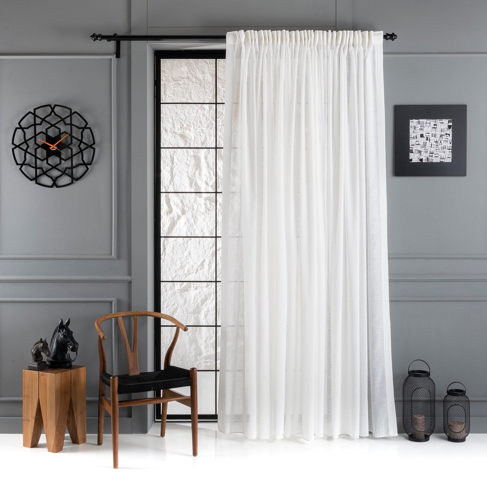Custom Backtab White Linen Sheer Curtain, 5 Colors Options, Boho Window Linen Curtains, Sheer Panels, Rod Pocket Curtains, Bedroom Curtains