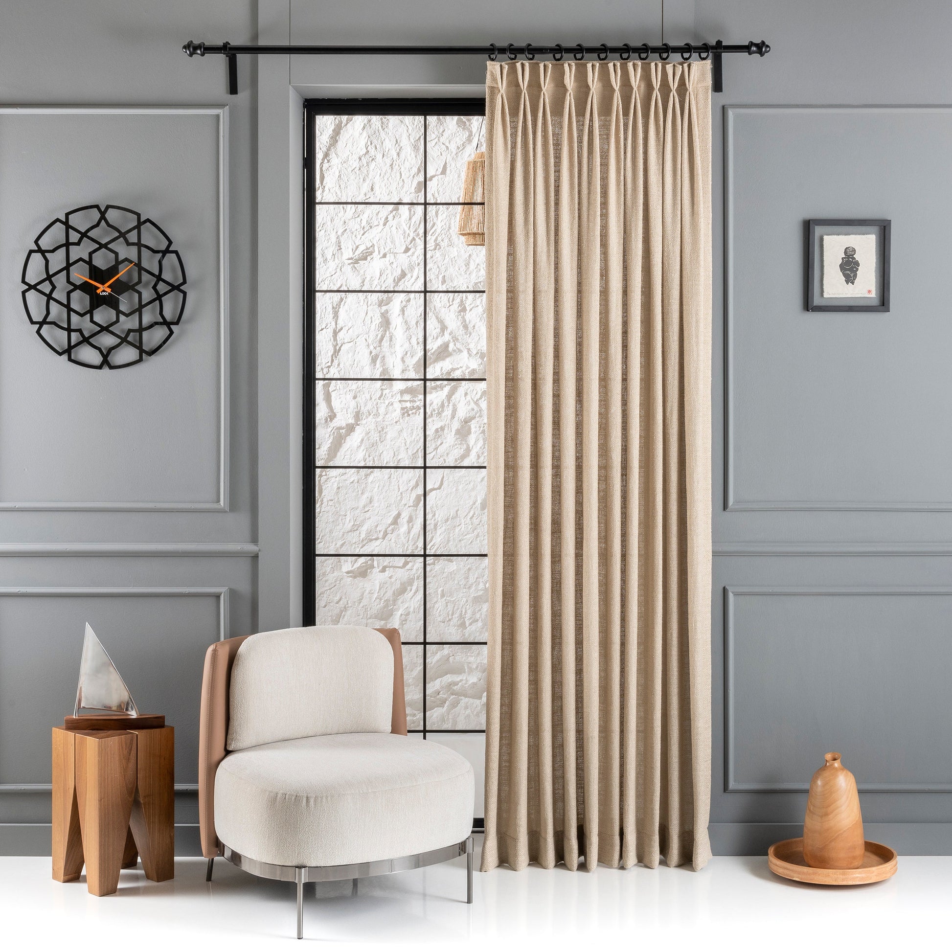 Linen Curtain For Living Room, 6 Color Options, Double French Pleated Linen Curtain, Quality Luxury Pleated Linen Drapes, Bedroom Curtain