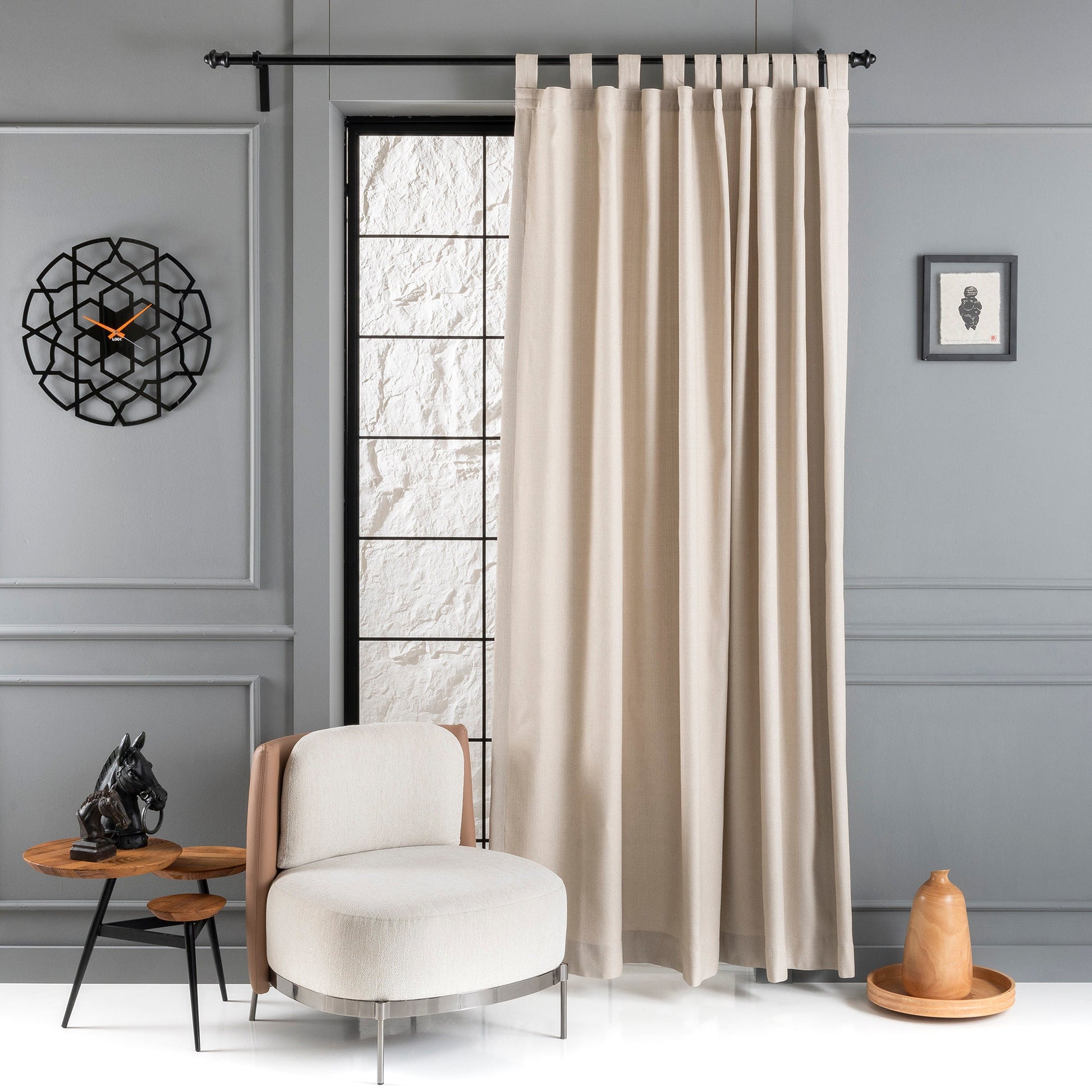 Blackout Tab Top Linen Curtain, 31 Color Options