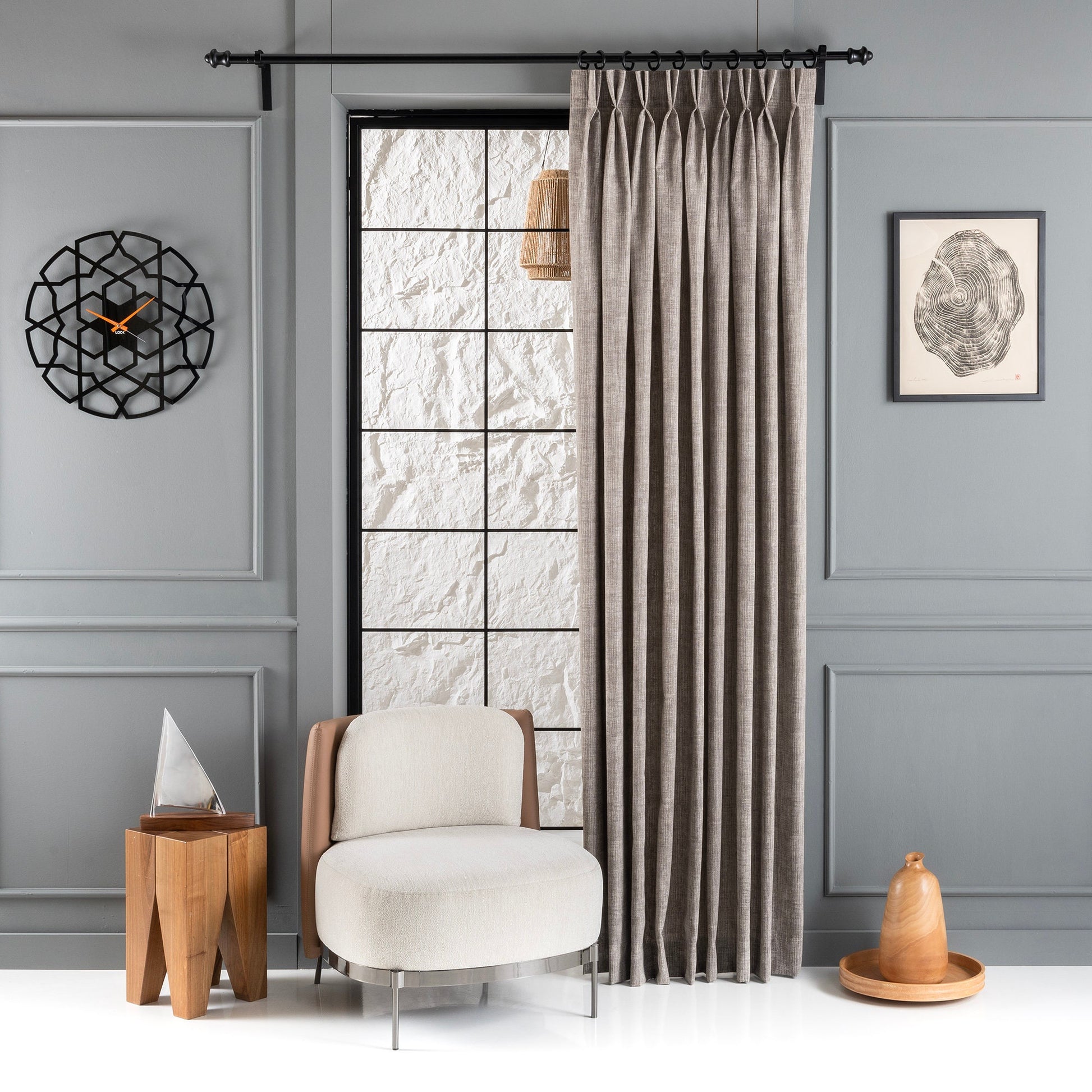 Double French Pleated Linen Curtain For livingroom, 7 Colour Options, Custom Size Curtains, Pinch Pleated Linen Drapes