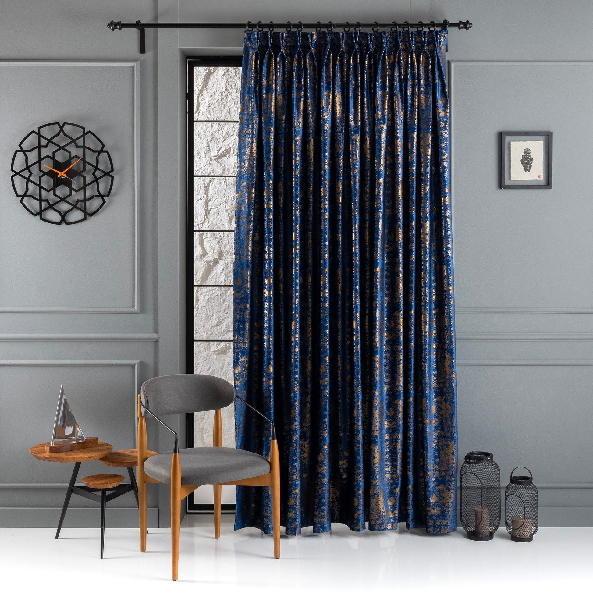 Blackout French Pleated Gilded Velvet Curtain, Double French Pleated Gilded Velvet Drapes , 24 Color Options, Velvet Drapes