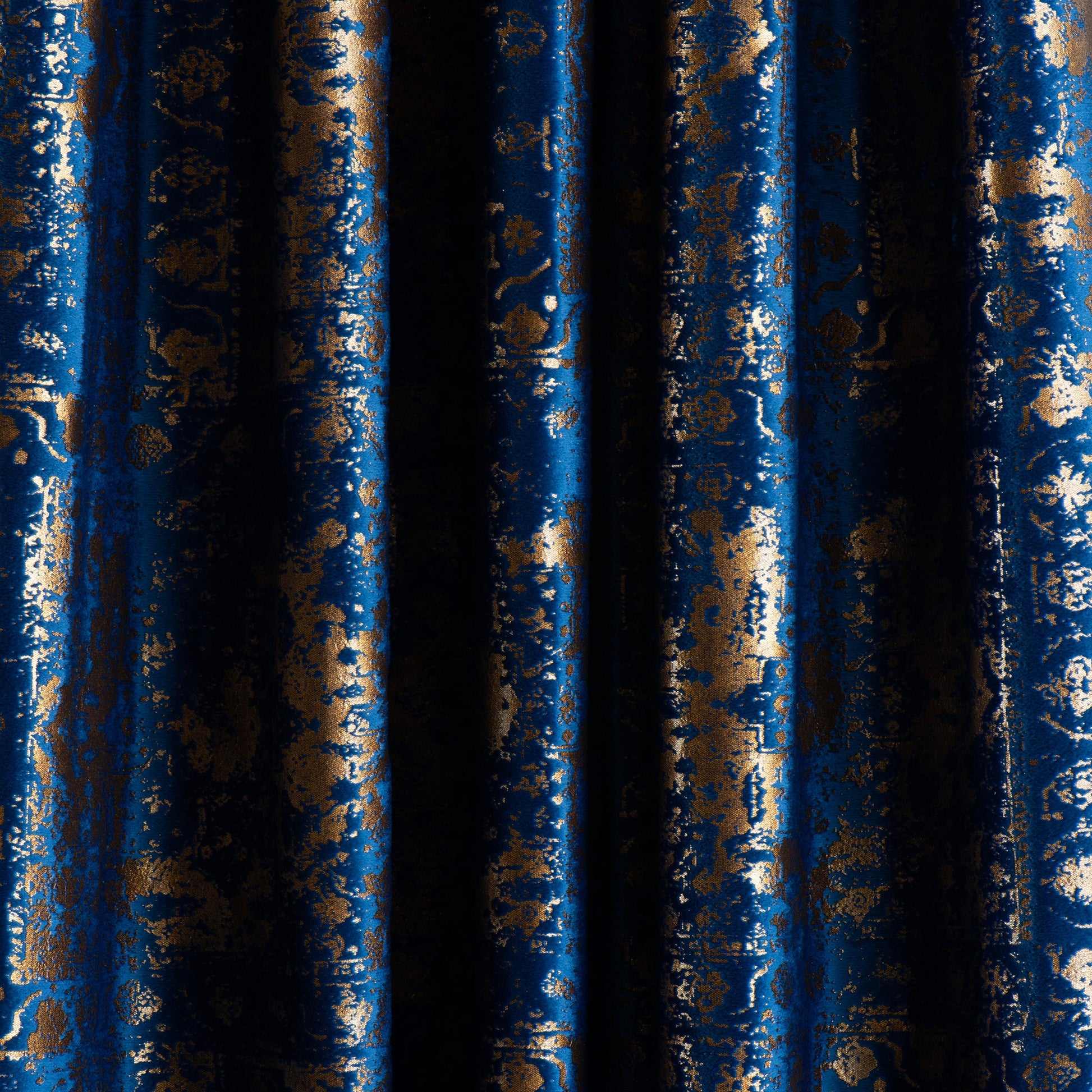 Blue and Gold French Pleated Velvet Curtains, Luxury Velvet Drapes For All Rooms, Livingroom Velvet Curtains, Custom Sizes Pinch Pleat Drape