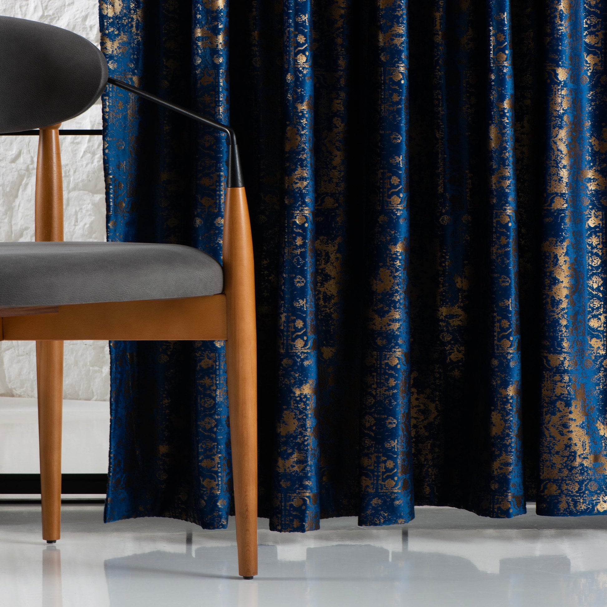 Blue and Gold French Pleated Velvet Curtains, Luxury Velvet Drapes For All Rooms, Livingroom Velvet Curtains, Custom Sizes Pinch Pleat Drape