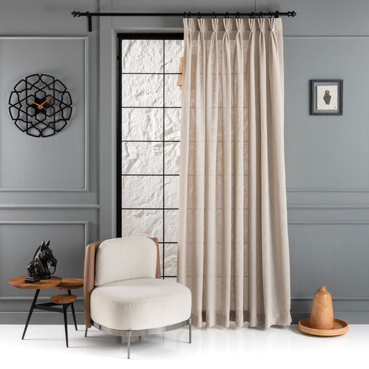 Triple French Pleated Linen Curtain, Linen Drapes, Triple Pleat Linen Drapes, Soft Linen Curtain Panels, Free Express Shipping.