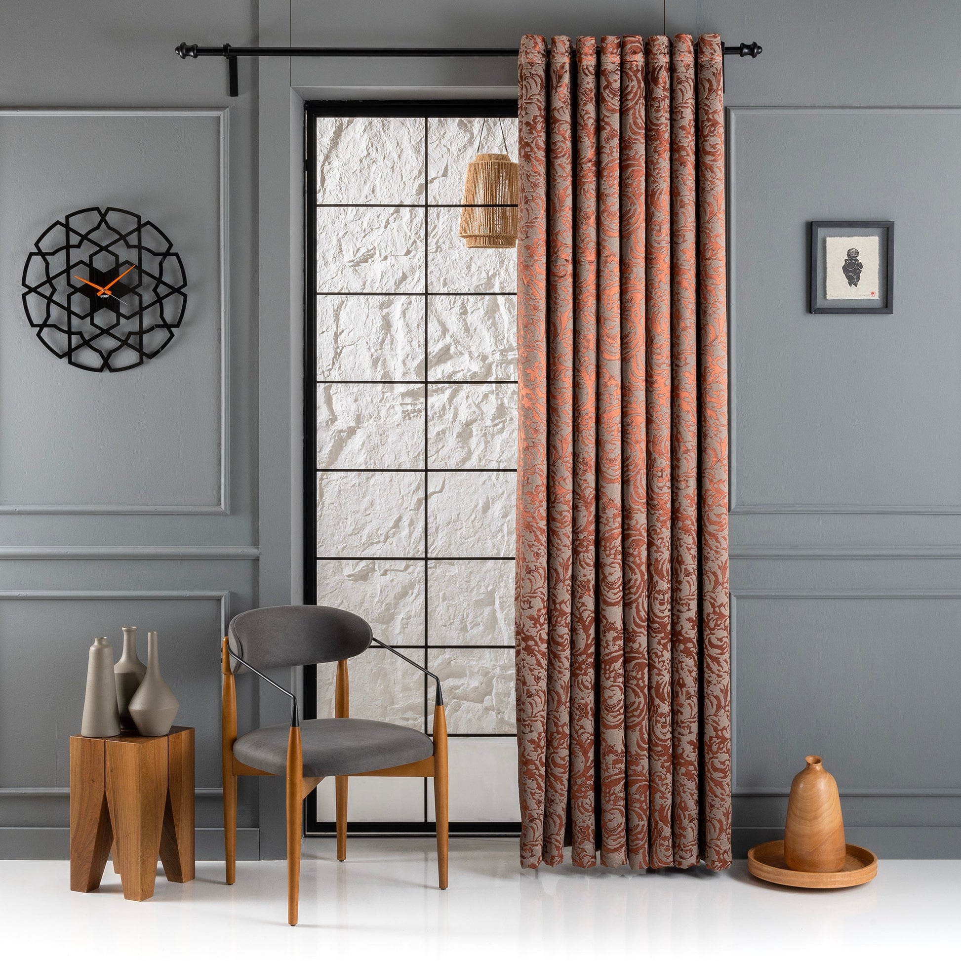 Jacquard Geometric Patterns, Curtain for Bedroom and Livingroom, 12 Color Options, Rod Pocket Curtains, Pleated Custom Curtain Panels.