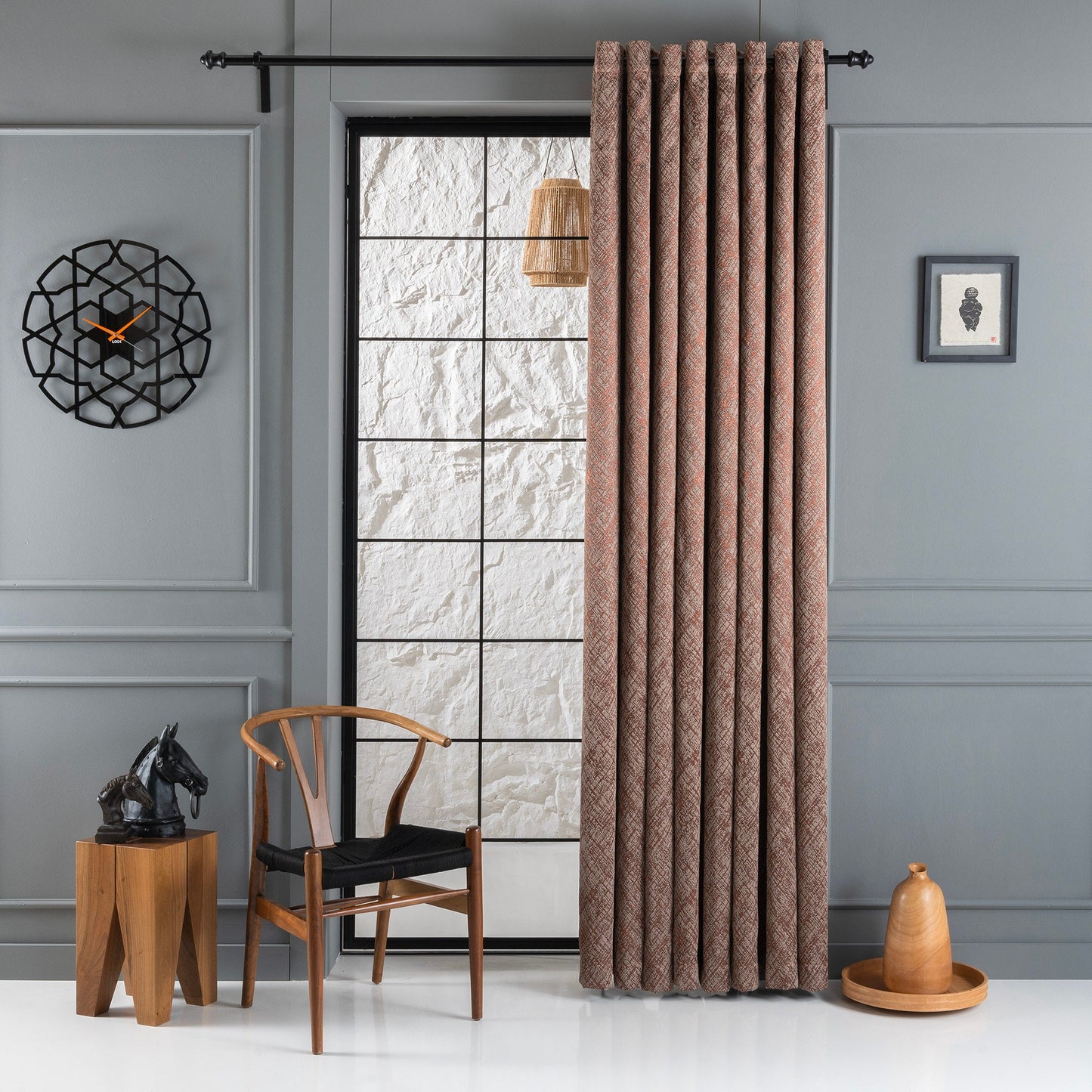 Jacquard Thermal Cotton Curtains for Bedroom and Living Room, Customizable in 12 Colors, Luxury Window Curtains, Art Deco Curtains