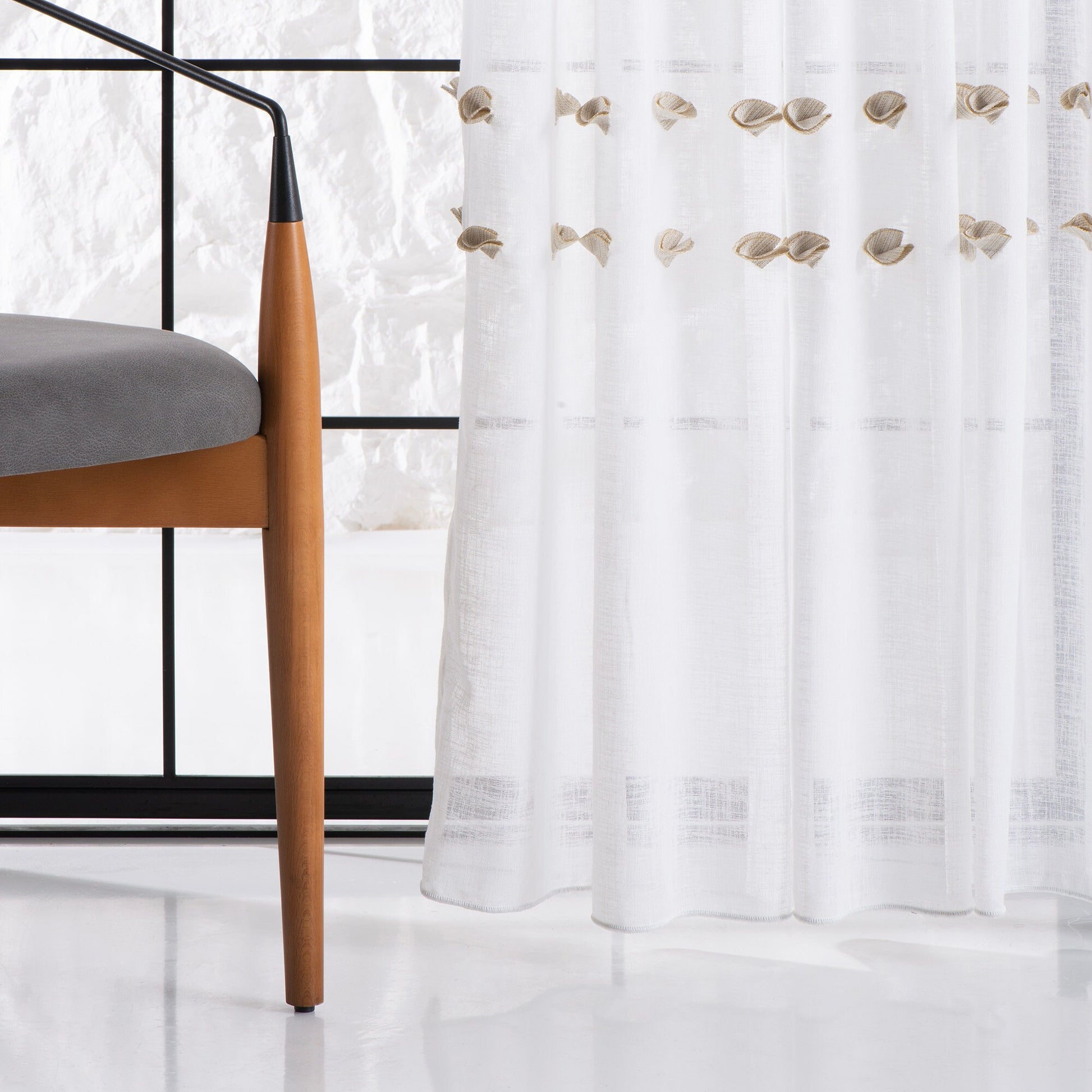 Double French Pleated %100 Handmade Custom Linen Sheer Curtain