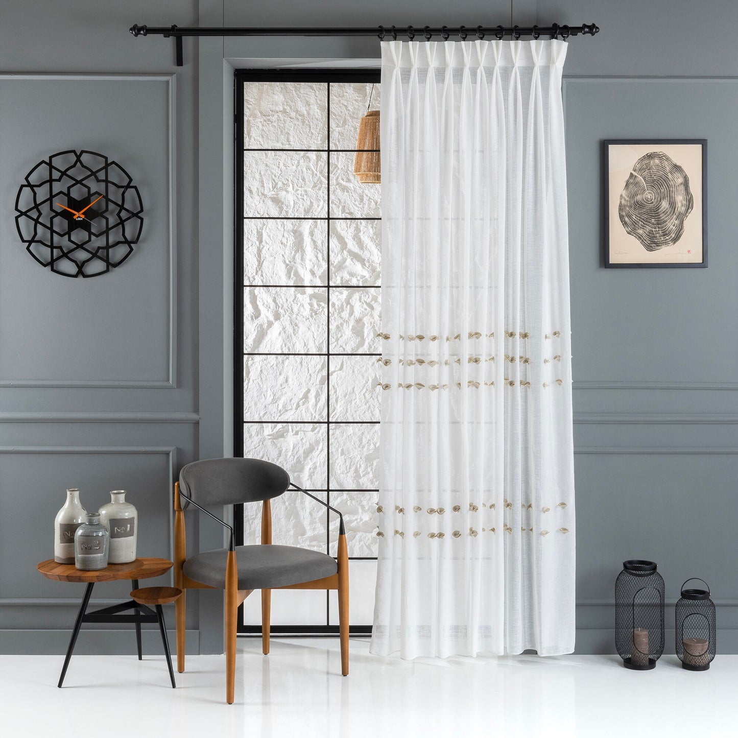 Double French Pleated %100 Handmade Custom Linen Sheer Curtain