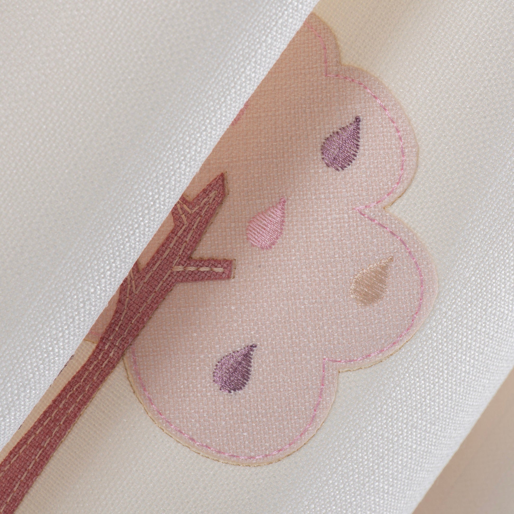 Pink Kids Room Linen Curtain, Woodland Embroidered Certified Curtain, Anti Allergenic Nursery Curtains, Blue and Pink Curtains For Kids