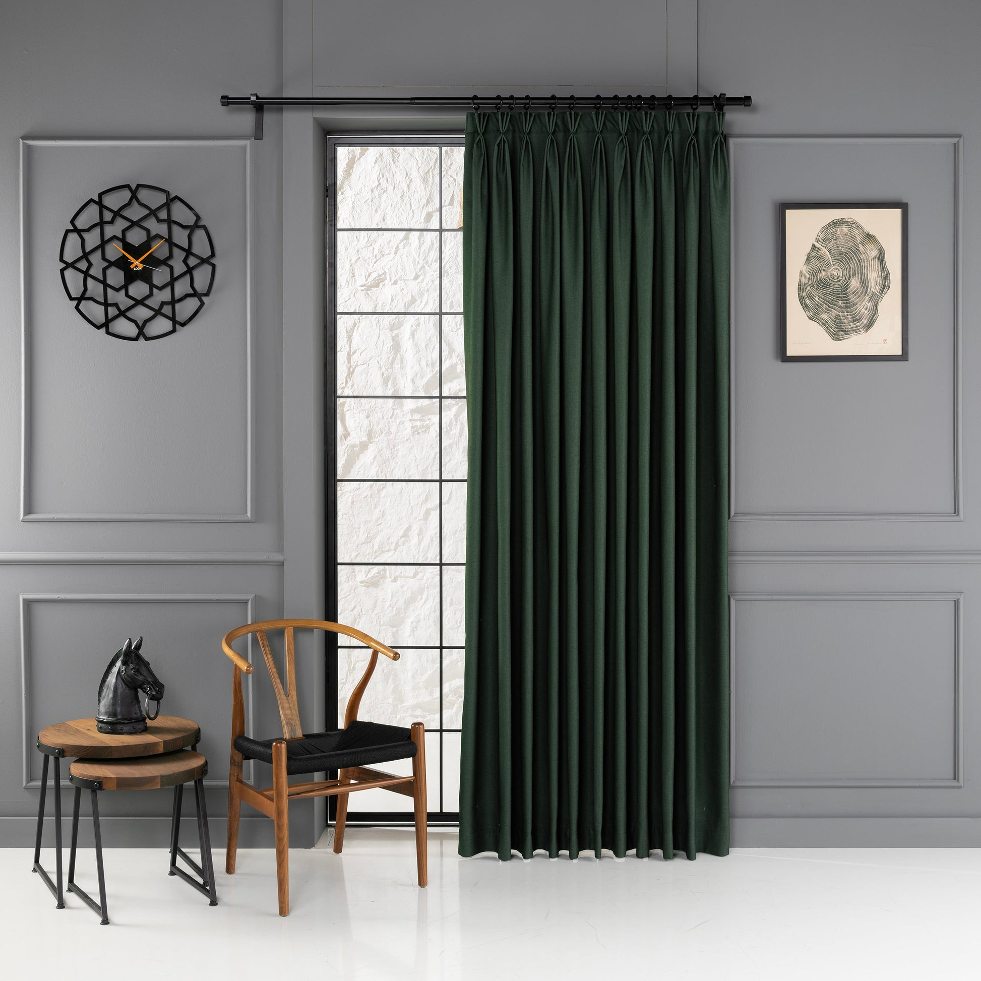 100% Blackout Triple French Pleated Linen Curtains.