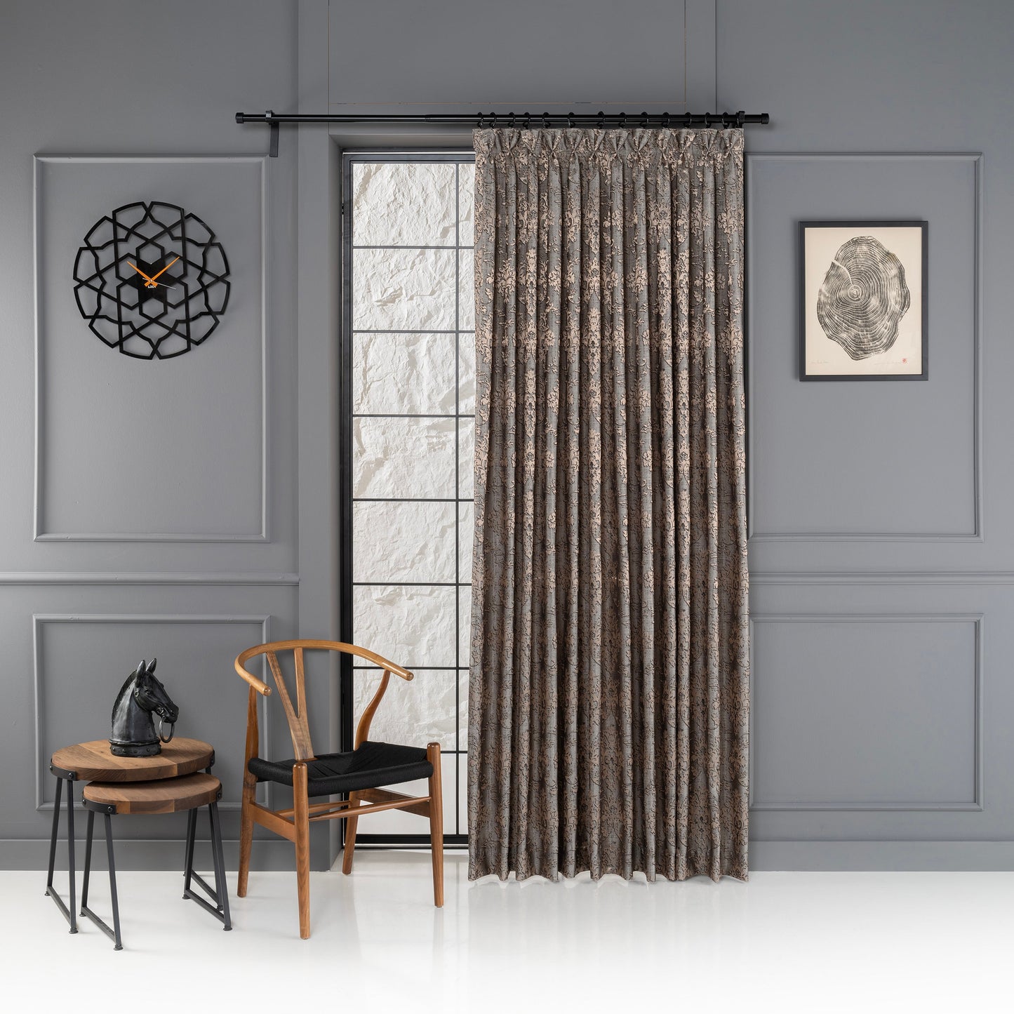 Butterfly French Pleated Floral Patterned Curtain With 12 Different Colors, Curtains For All Rooms.