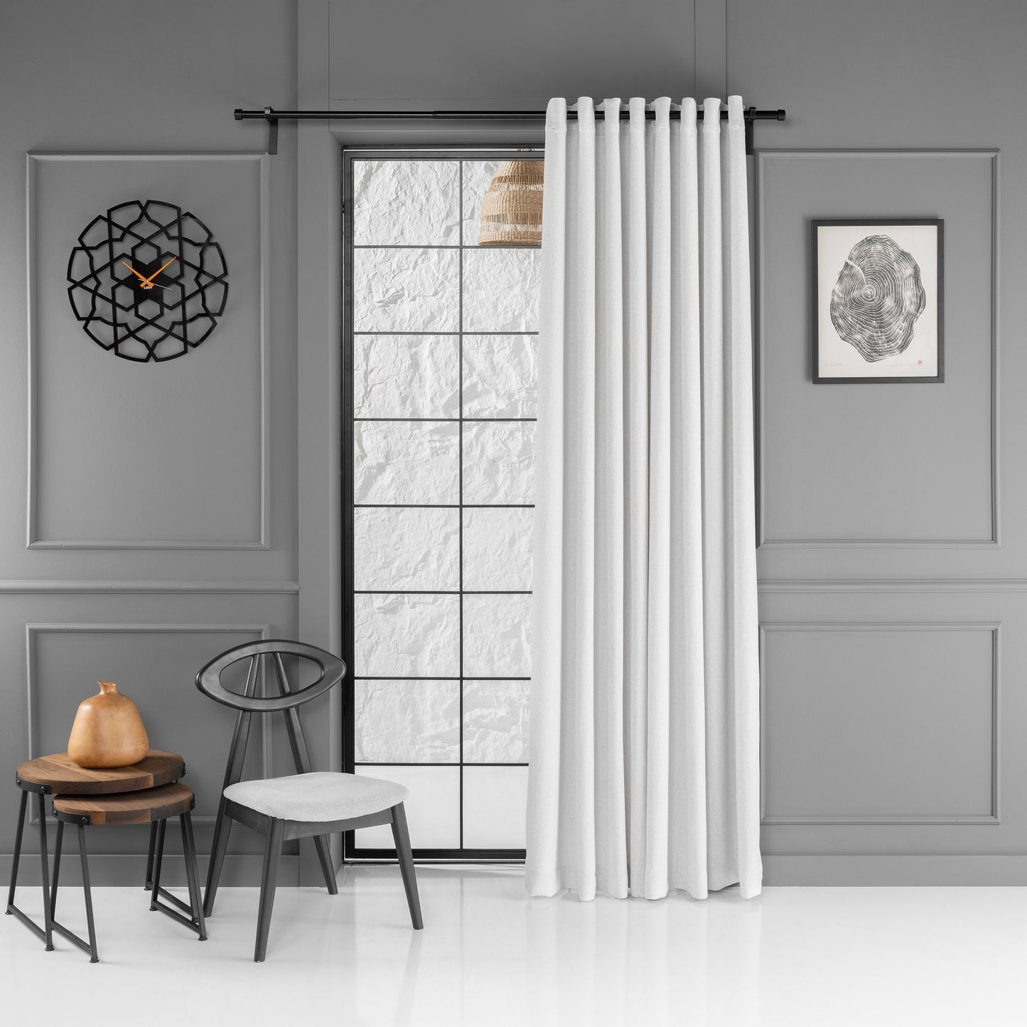 White Linen Curtain, Grommet Drapes For Livingroom. The Bedroom Drapes, Soft Chenille Curtain
