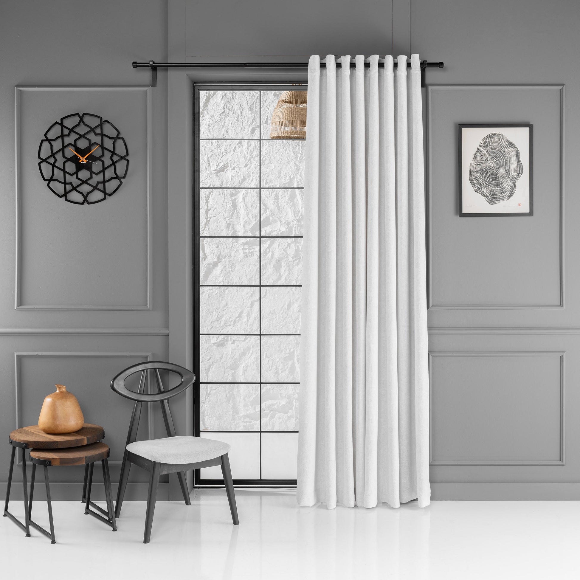 White Linen Curtain, Grommet Drapes For Livingroom. The Bedroom Drapes, Soft Chenille Curtain