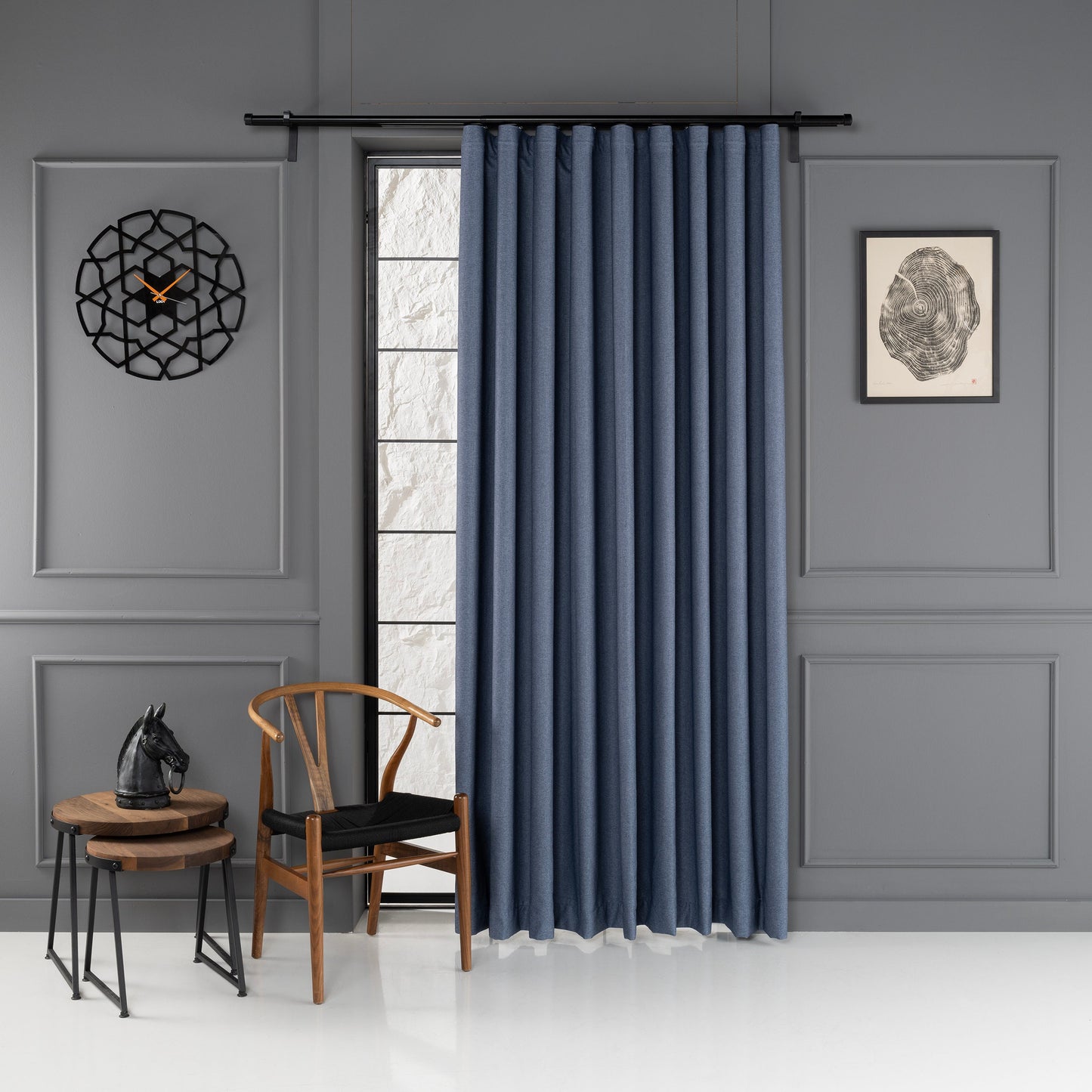 Wave S Fold Linen Curtain, 46 Color Options.