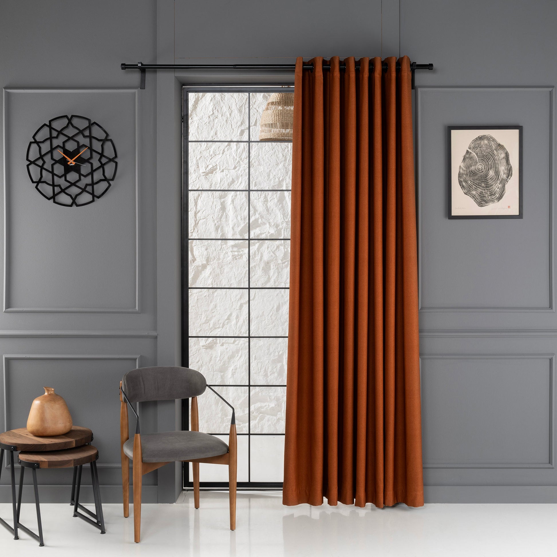 100% Blackout Custom Linen Curtains For Living Room, Linen 46 Color Options, Orange Bedroom Curtains