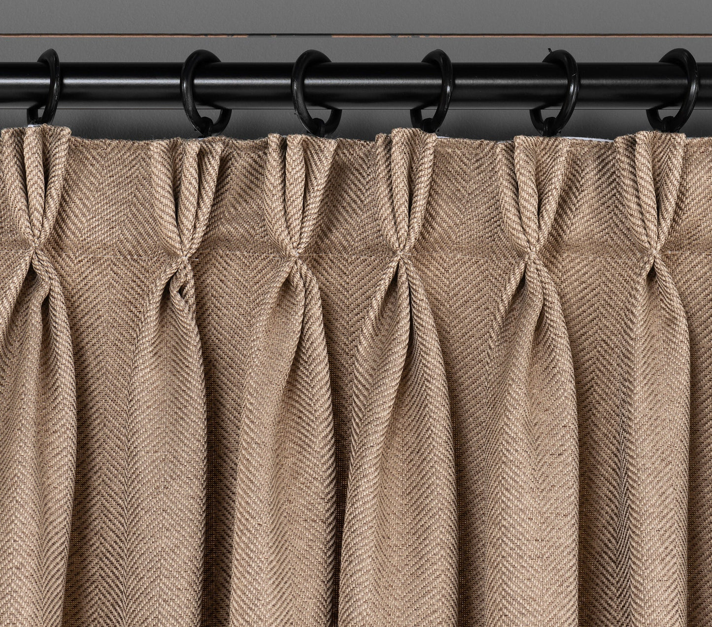 Custom Triple French Pleated Herringbone Linen Curtains, 19 Colors, Free Express Shipping.