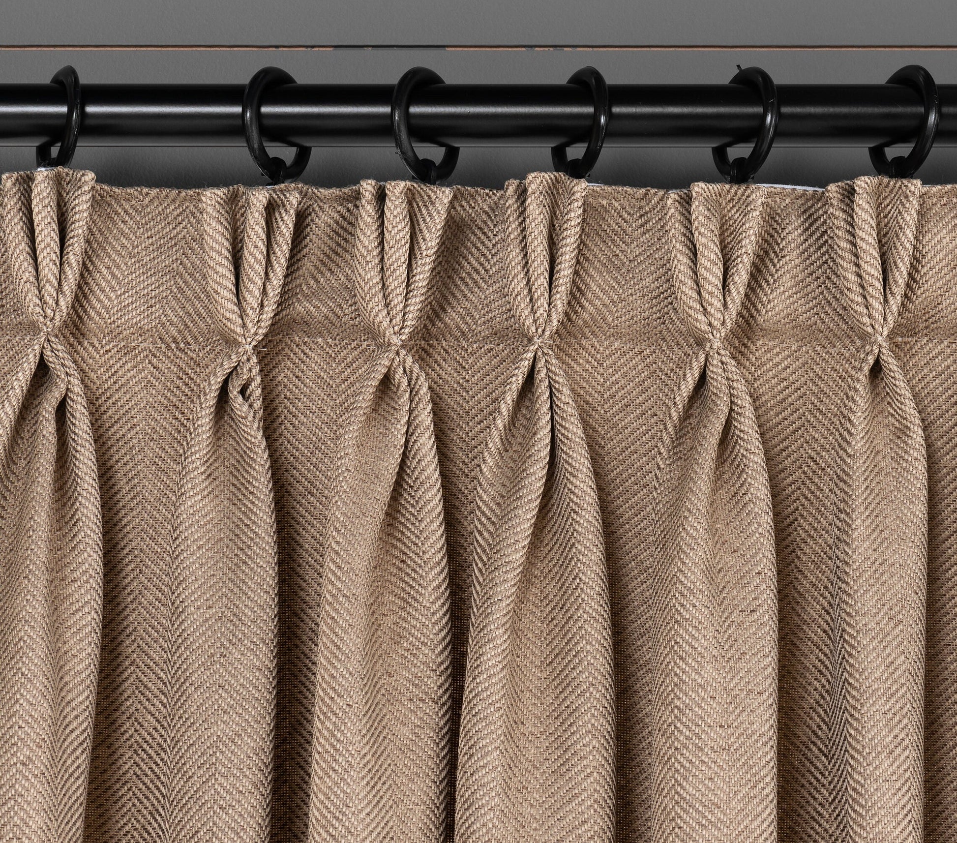 Custom Triple French Pleated Herringbone Linen Curtains, 19 Colors, Free Express Shipping.