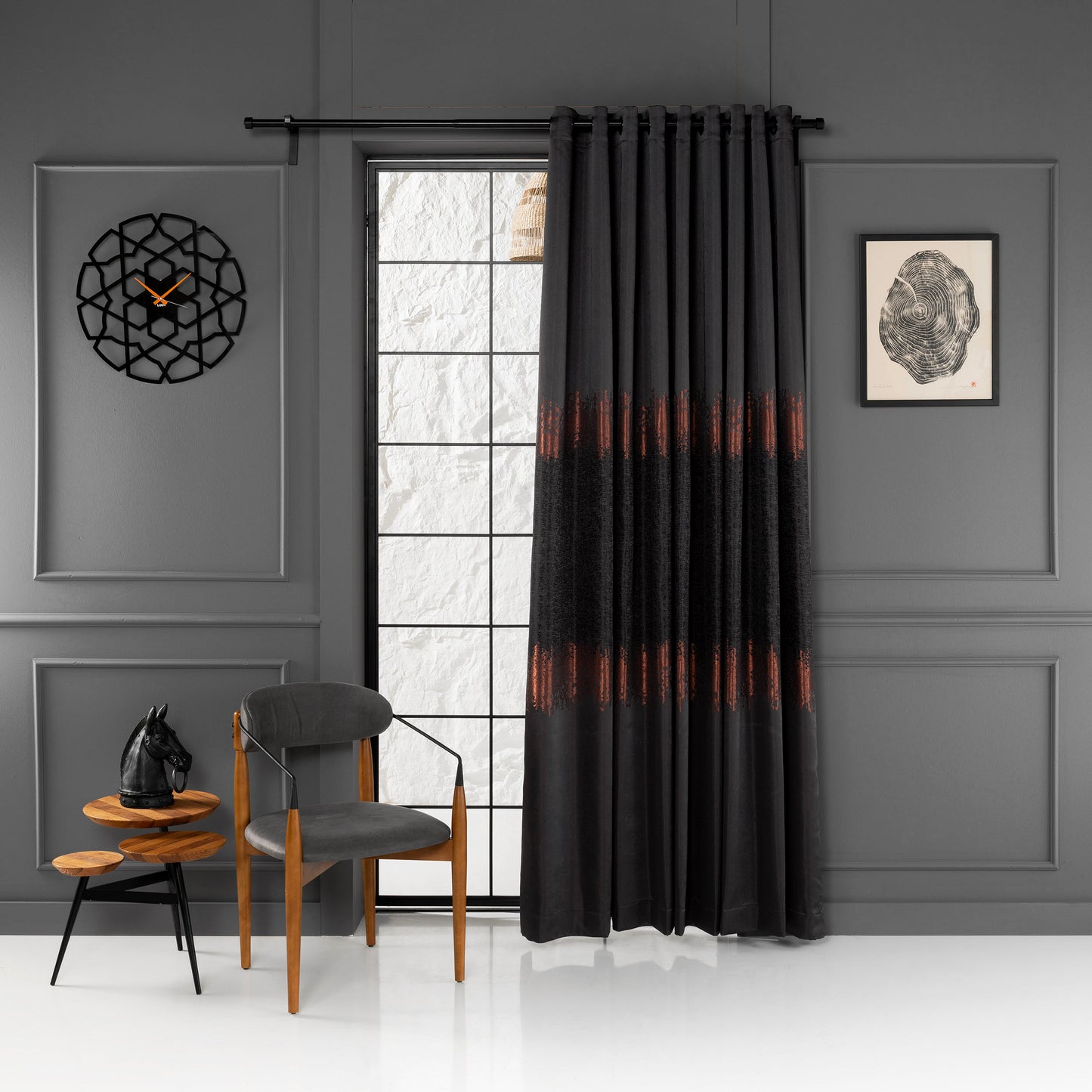 Modern Black and Red Color Block Curtain, Red and Black Combination Curtain For All Rooms, Luxury Drapes.