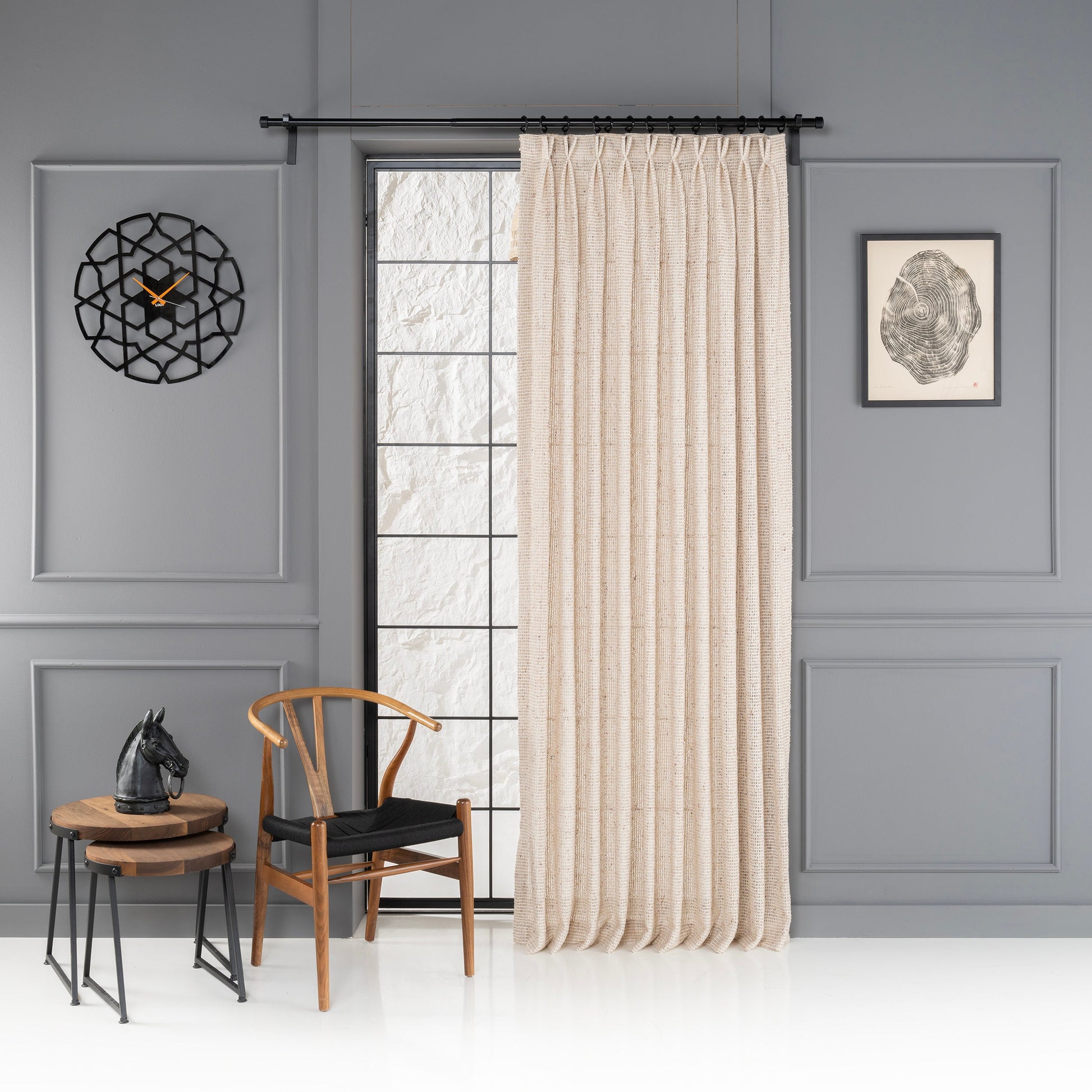 Boho Recycled Curtain Collection, Double French Pleated Eco- Friendly Drapes, 100% Recycled Niche Window Treatments.