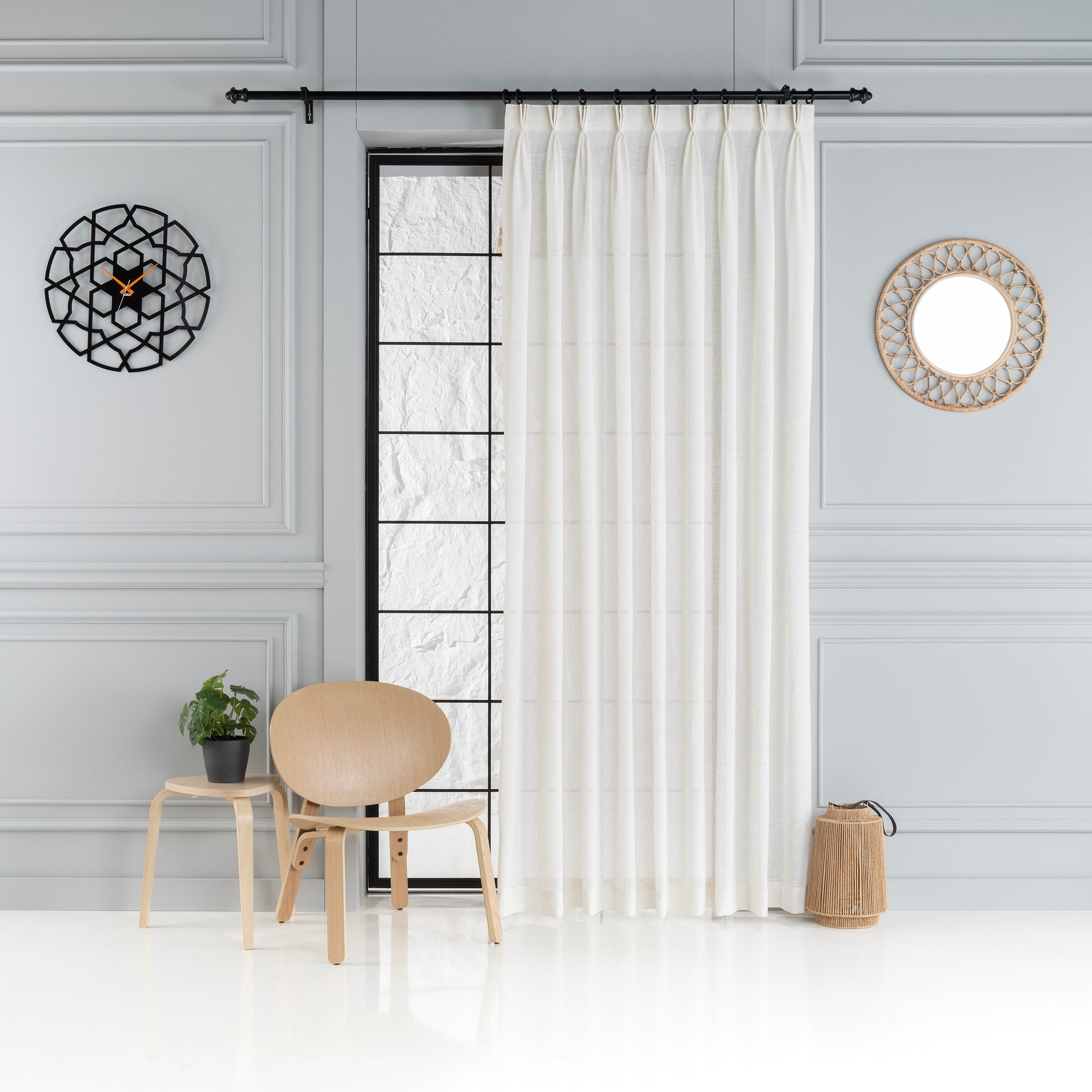 Triple French Pleated Custom Linen Curtain, 20 Color Options, Free Express Shipping. Pleated Curtains