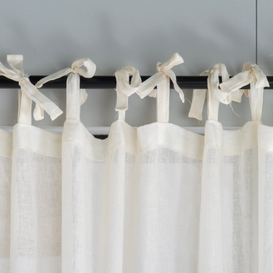 Tie Top Linen Sheer Curtain, 5 Color Options, Adjustable Linen Sheer Drapery, Custom Sheer Curtain, Tulle Curtain Panels