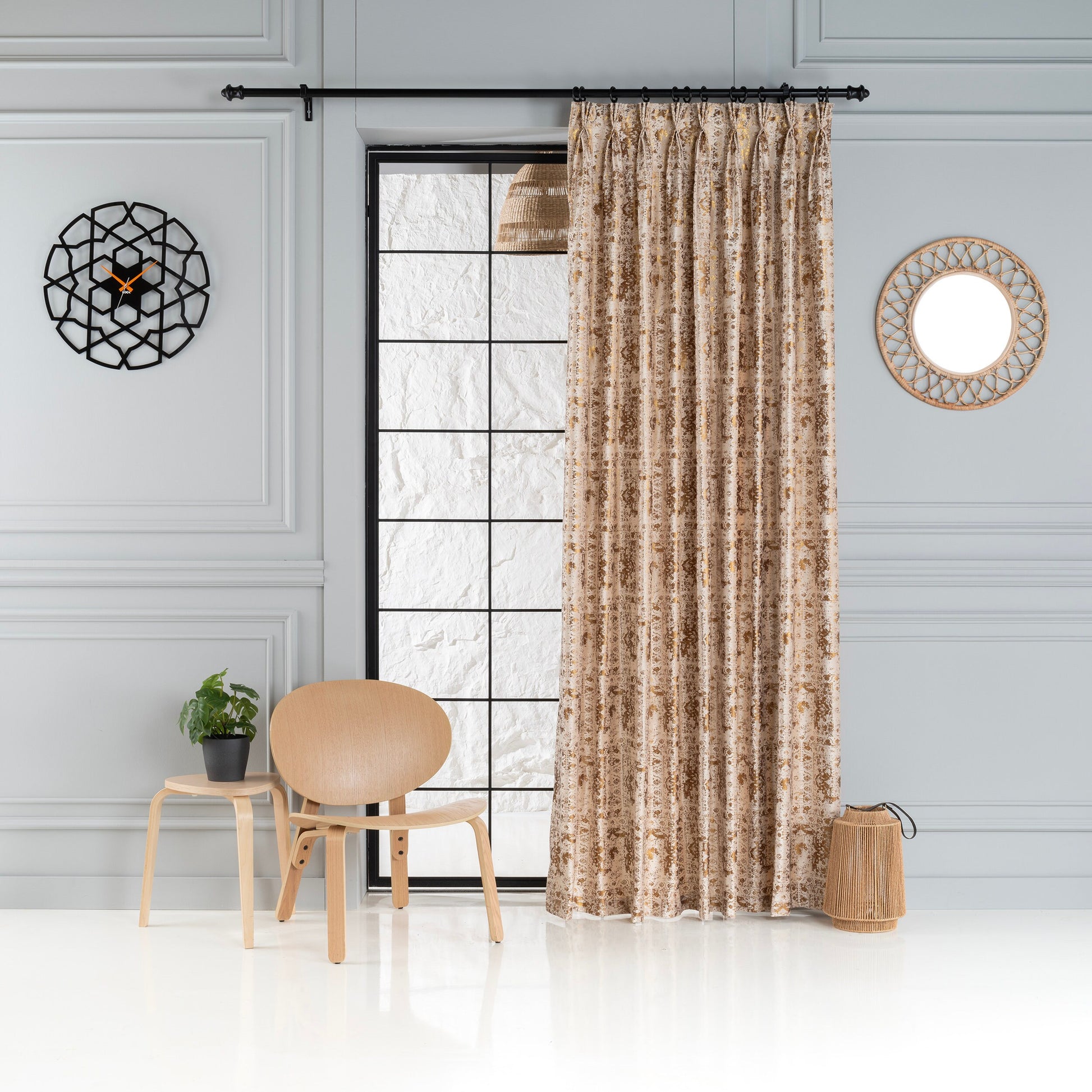 Triple Pleated Velvet Curtain, Custom Window Treatments, Triple French Pleated Velvet Design, Luxury Curtains.