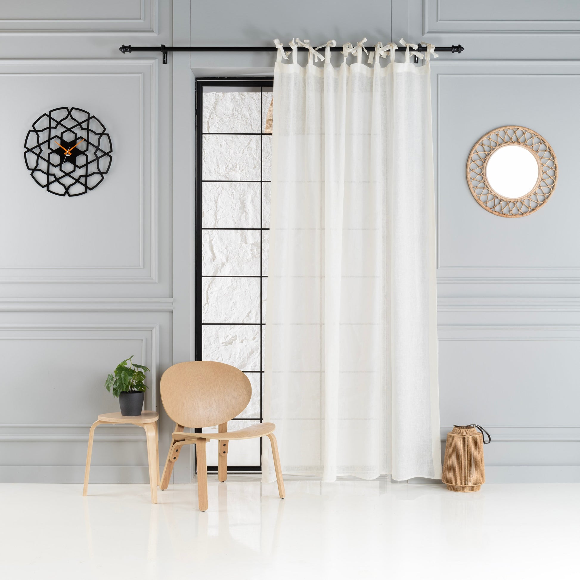 Tie Top Linen Sheer Curtain, 5 Color Options, Adjustable Linen Sheer Drapery, Custom Sheer Curtain, Tulle Curtain Panels