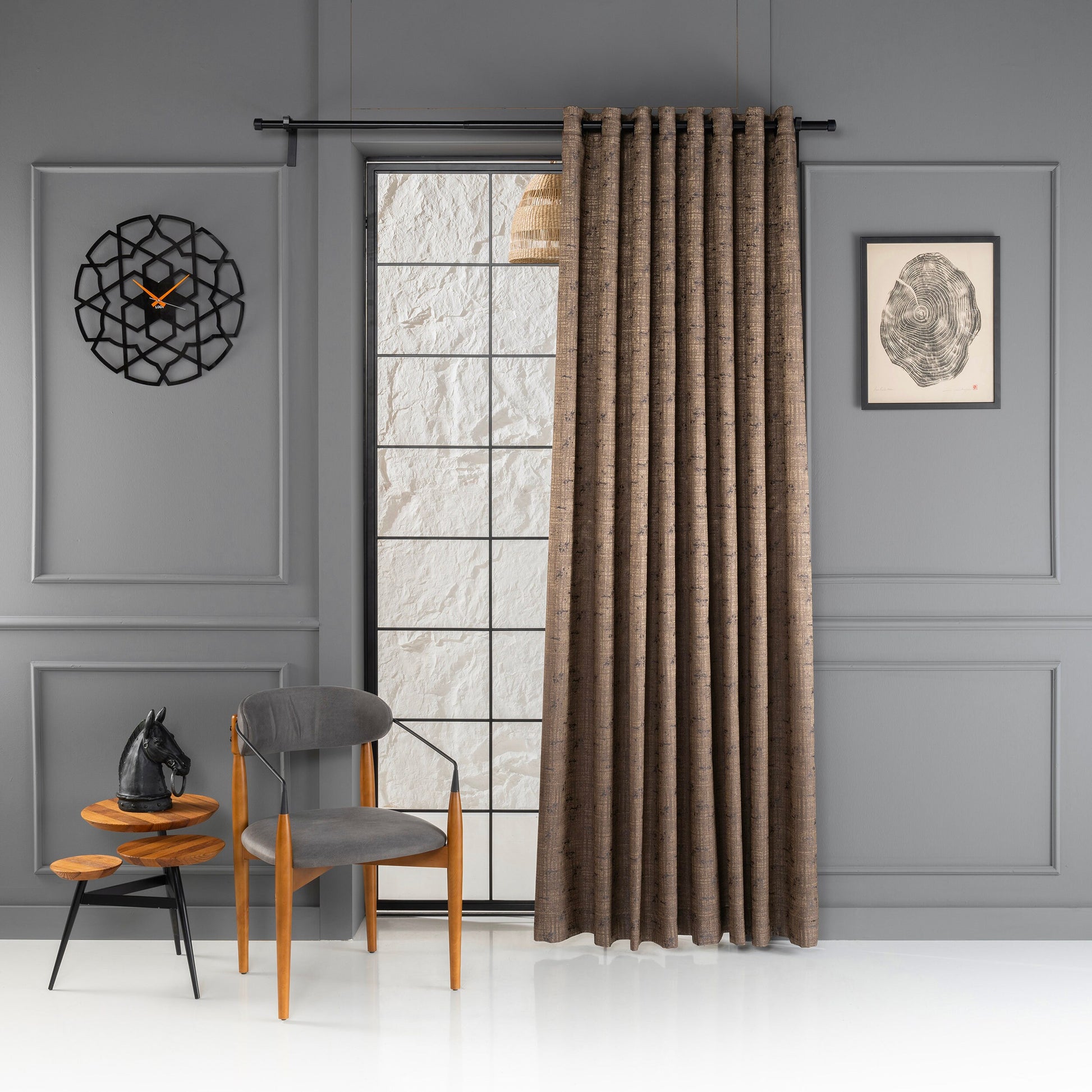 Custom Made Brown Based 3 Colored Curtains, 11 Color Option, Grommet Curtains For Livingroom and Bedroom.