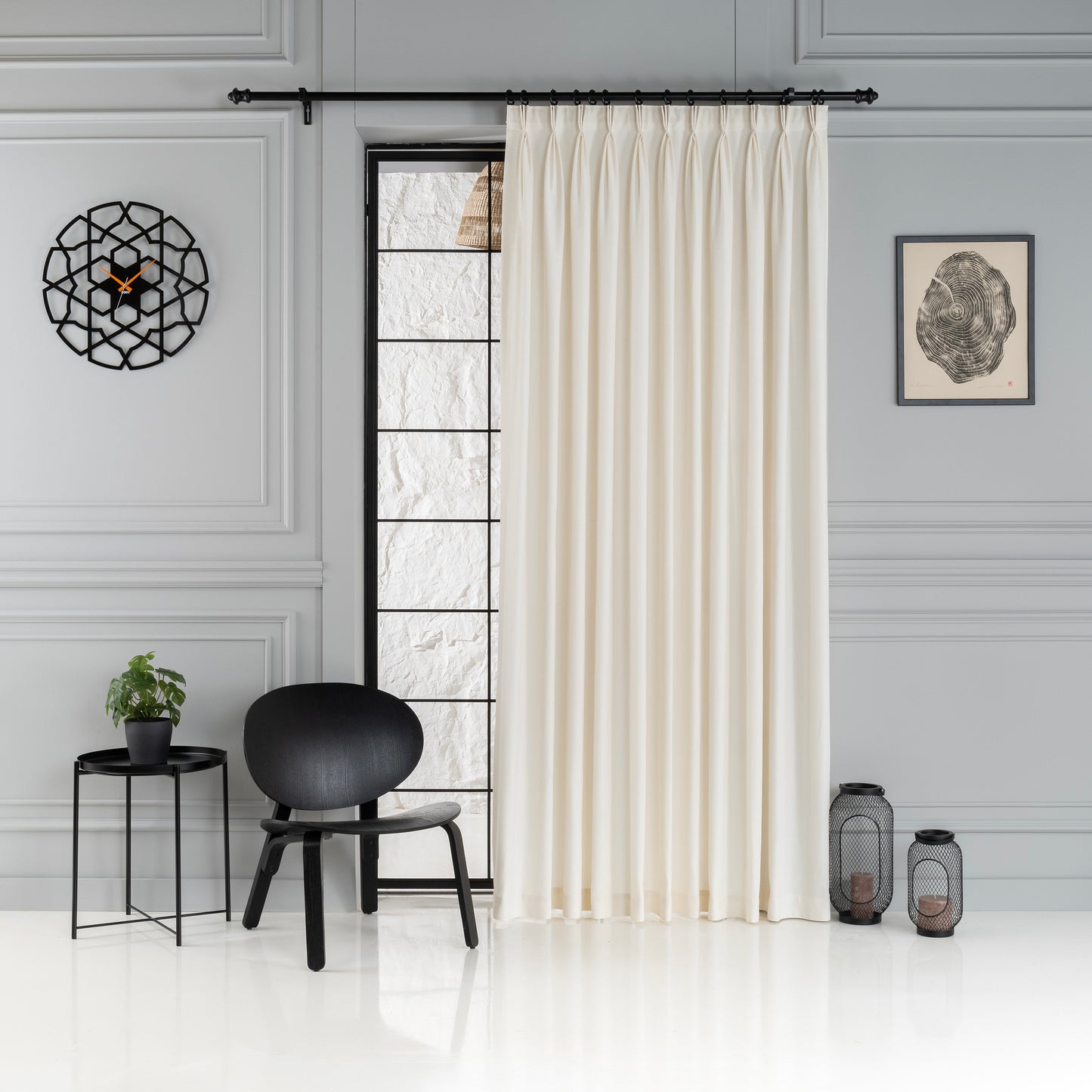 100% Blackout Triple French Pleated Custom Size 46 Colors Linen Curtains For All Rooms. Free Worlwide Express Shipping, Adjustable Drapes.