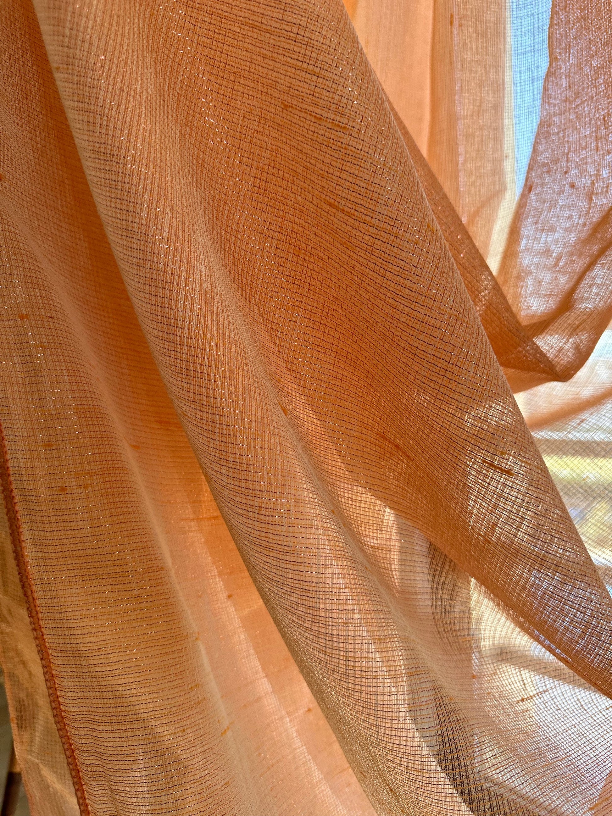 Pinch Pleated Custom Luxury Orange Sheer Curtain For Living Room.