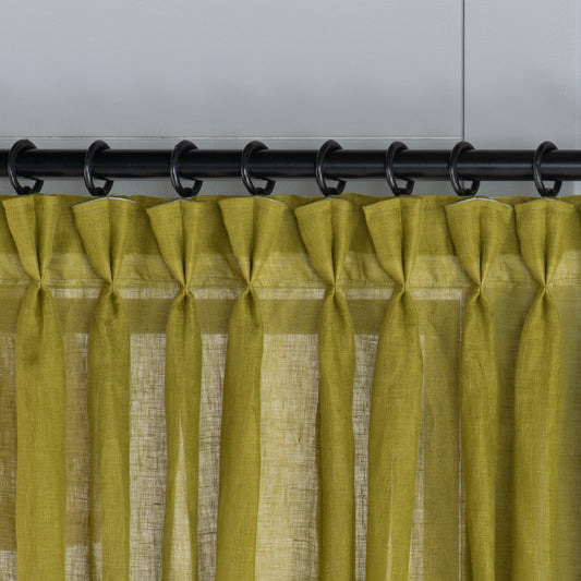 Ultra-Soft Natural Butterfly French Pleated Custom Real Organic Linen Curtains, 7 Color Options. Pleated 100% Soft Linen Curtains.