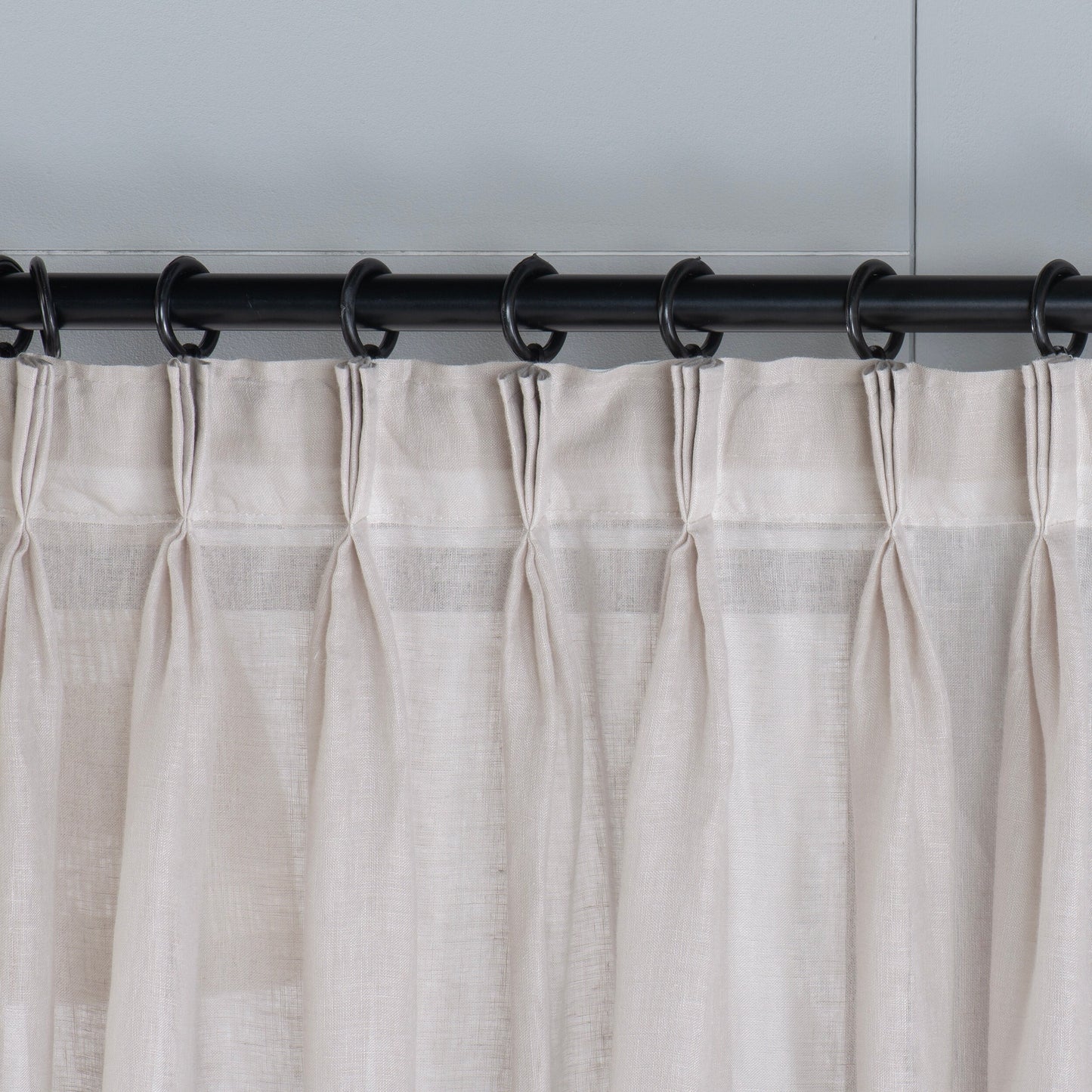 Natural Triple French Pleated Custom Linen Curtains, 7 Color Options. Pleated 100% Soft Linen Curtains.