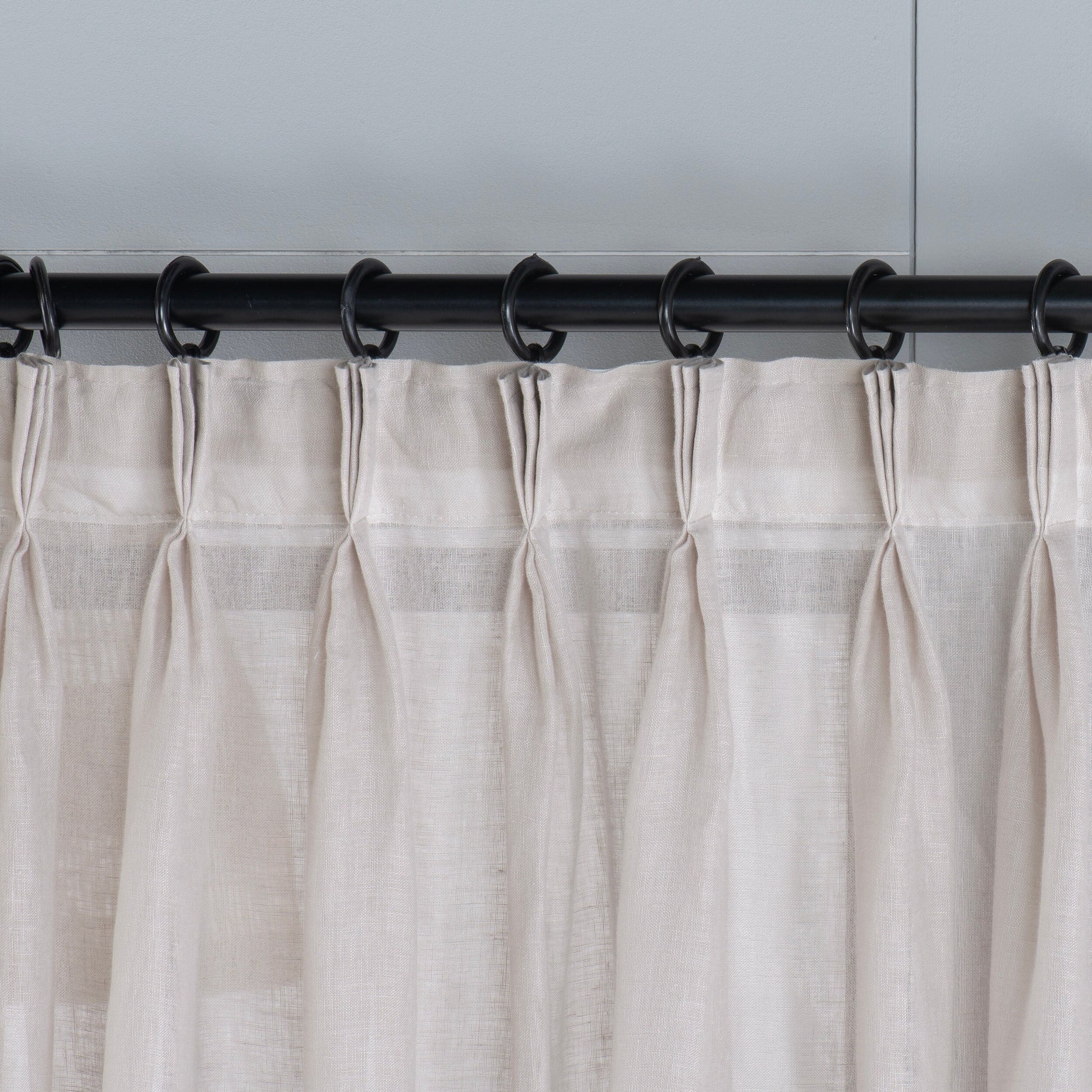 Natural Triple French Pleated Custom Linen Curtains, 7 Color Options. Pleated 100% Soft Linen Curtains.